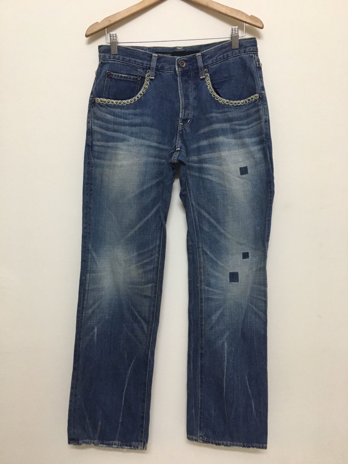 Designer × Japanese Brand × Kiminori Morishita KIMINORI MORISHITA- DISTRESSED PATCHWORK JEANS/RIVET POCKET Size US 31 - 1 Thumbnail