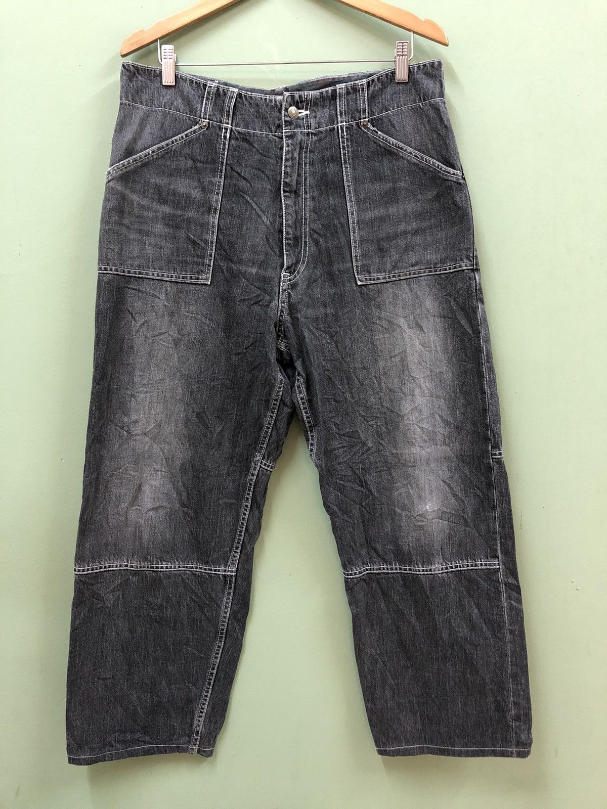 Japanese Brand × Swagger SWAGGER - WIDE BAGGY FIT WASHED CARPENTER PANTS Size US 34 / EU 50 - 5 Thumbnail