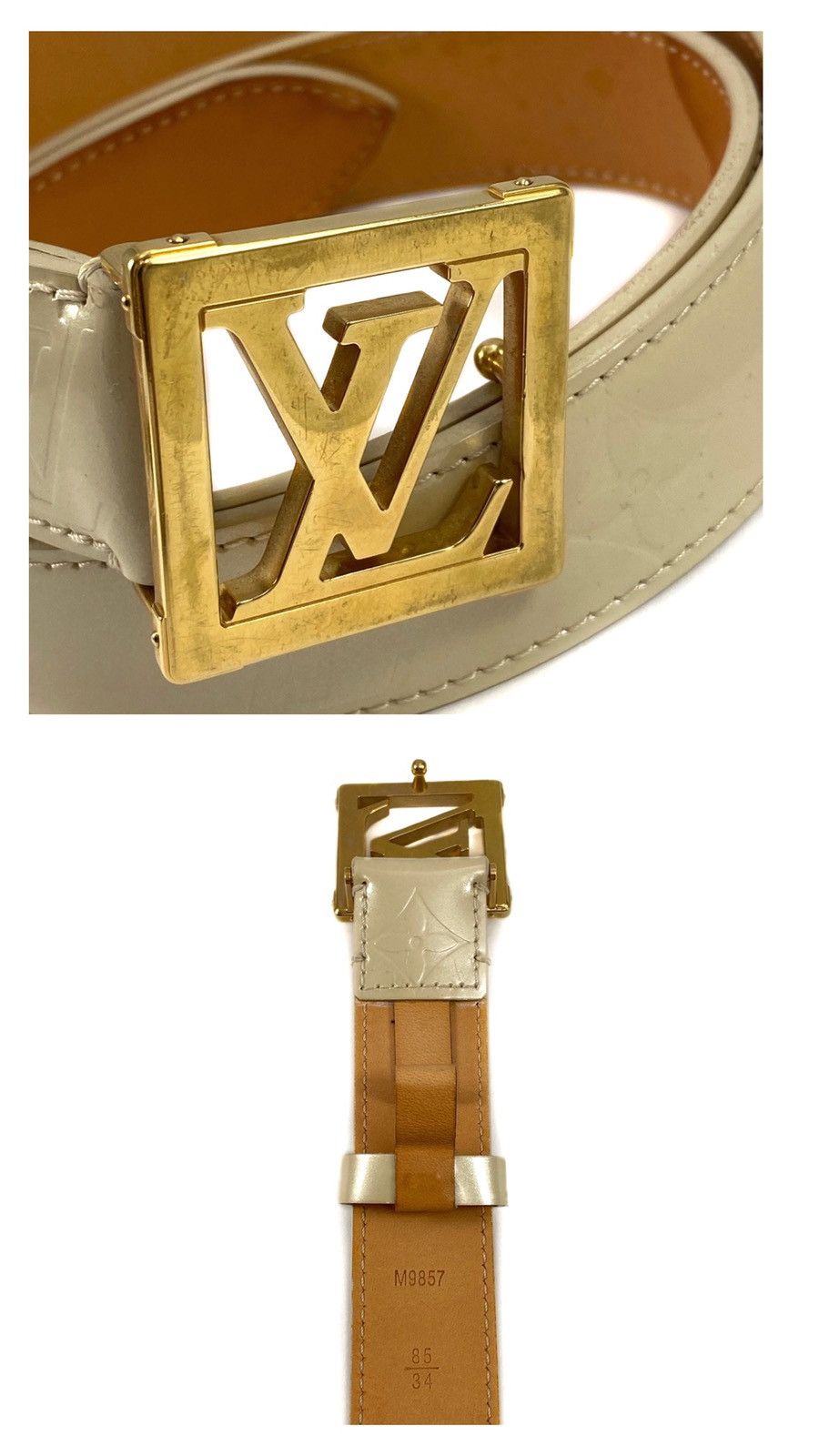 Louis Vuitton LOUIS VUITTON Blanc Corail Monogram Vernis LV Frame Be Size 30 - 2 Thumbnail