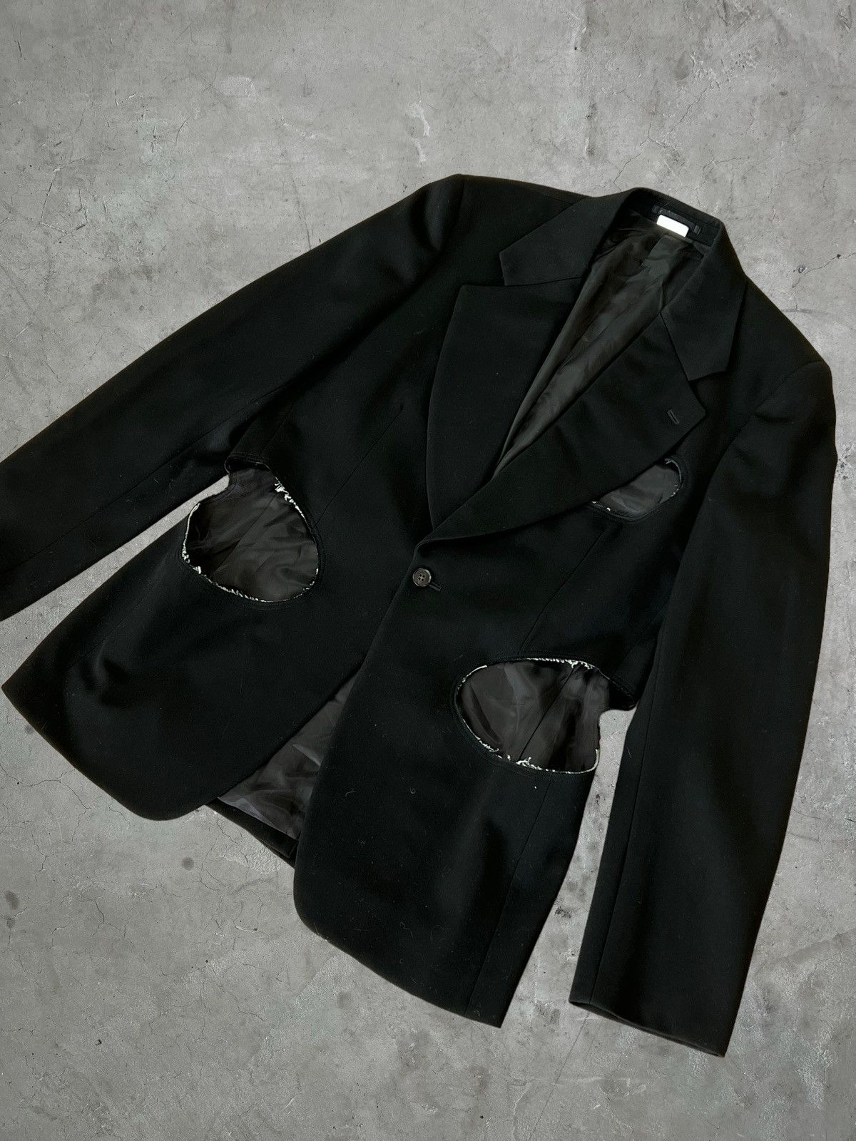 Comme des Garcons Homme Plus AW/14 CdG Homme Plus Runway Cut Hole Blazer Size US XL / EU 56 / 4 - 2 Thumbnail