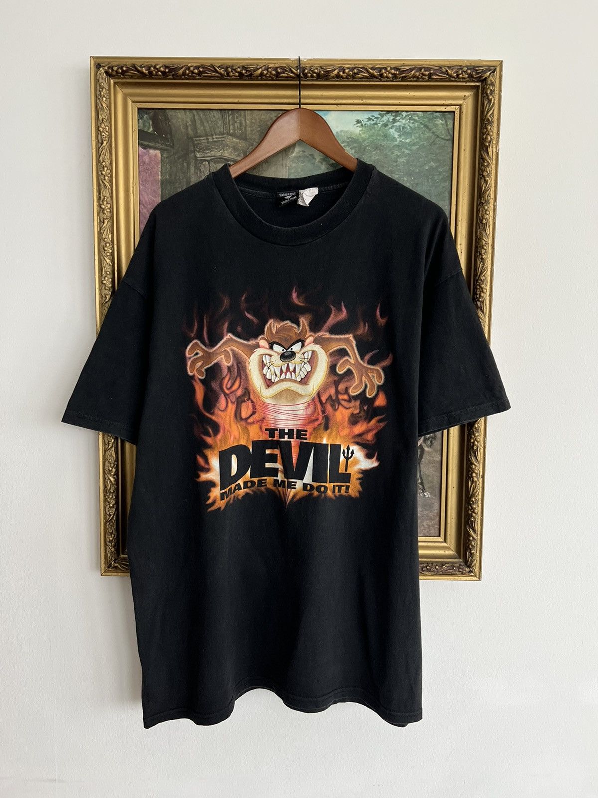 Band Tees Vintage 1998 Taz Tazmanian Devil Made Me Do It Black Tee Size US XL / EU 56 / 4 - 1 Thumbnail