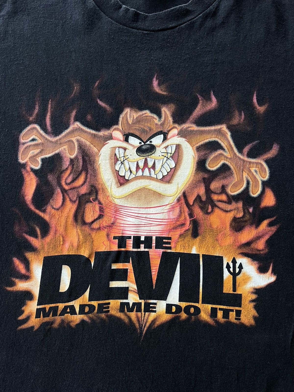 Band Tees Vintage 1998 Taz Tazmanian Devil Made Me Do It Black Tee Size US XL / EU 56 / 4 - 4 Thumbnail