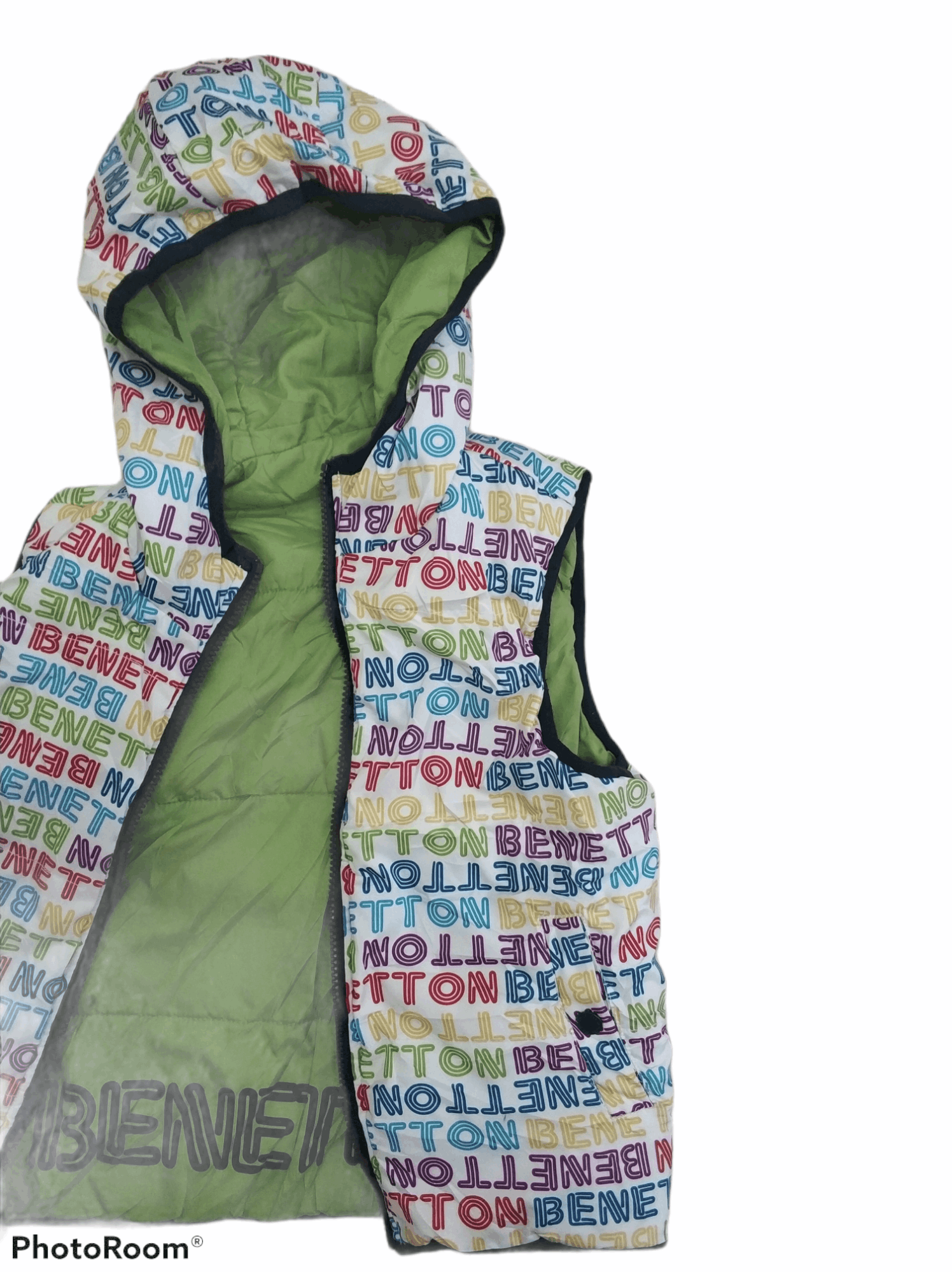 United Colors Of Benetton 🔥United Colors Benetton Monogram Vest Puffer Jacket Size XS / US 0-2 / IT 36-38 - 3 Thumbnail