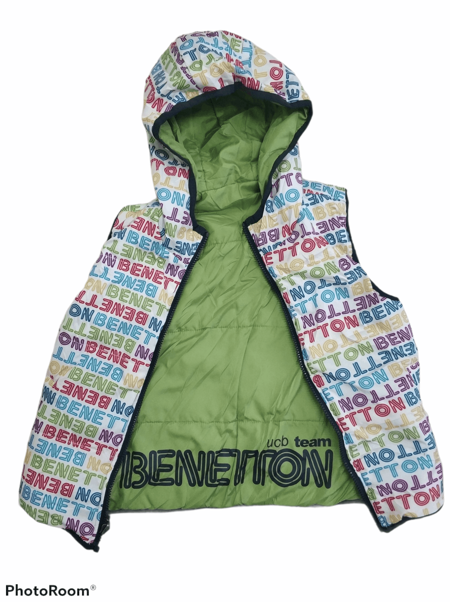 United Colors Of Benetton 🔥United Colors Benetton Monogram Vest Puffer Jacket Size XS / US 0-2 / IT 36-38 - 1 Thumbnail