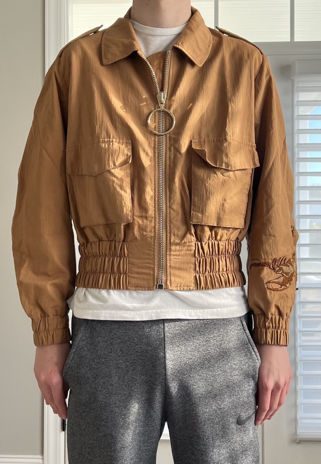 Off-White Off White Tan Scorpion Embroidered Bomber Jacket Size M / US 6-8 / IT 42-44 - 15 Thumbnail