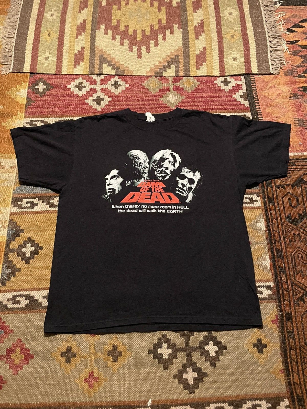 Image of Made In USA x Vintage Dawn Of The Dead Horror Movie Graphic Tee in Black, Men's (Size XL)