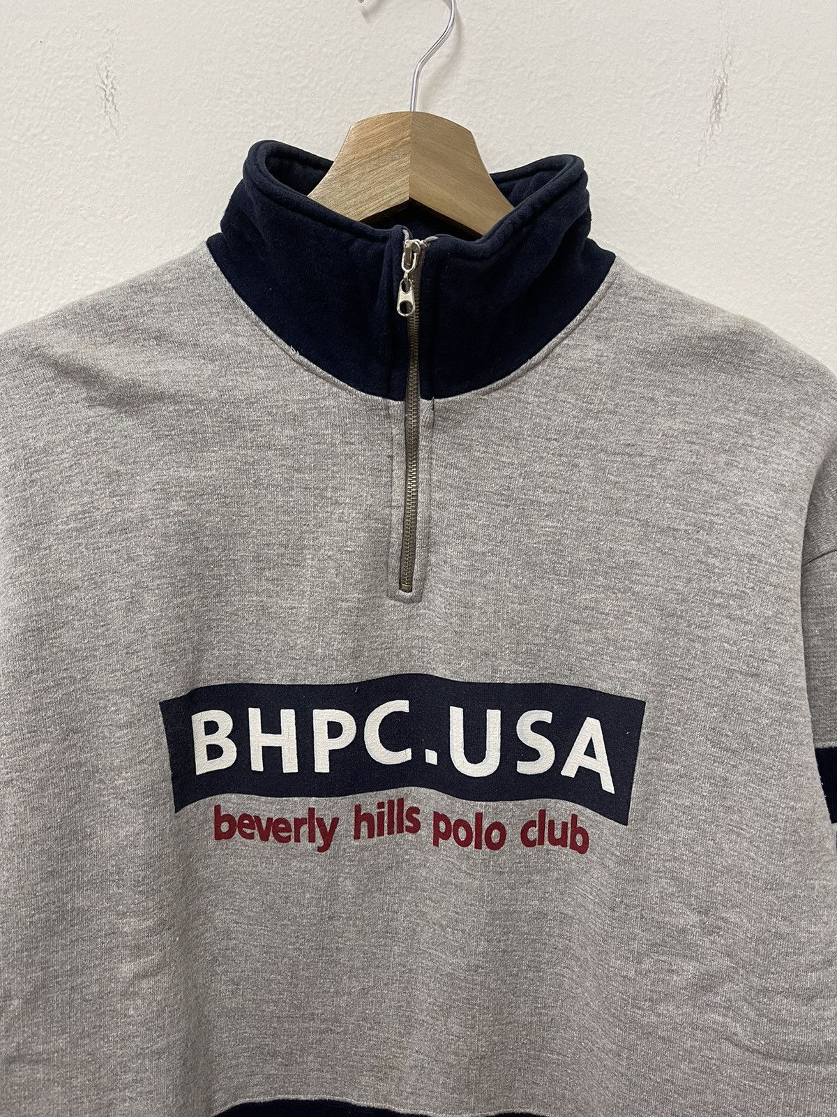 Beverly Hills Polo Club × Japanese Brand × Vintage Vtg Beverly Hills Polo Club SpellOut Quarter Zip Sweatshirt Size US M / EU 48-50 / 2 - 2 Thumbnail