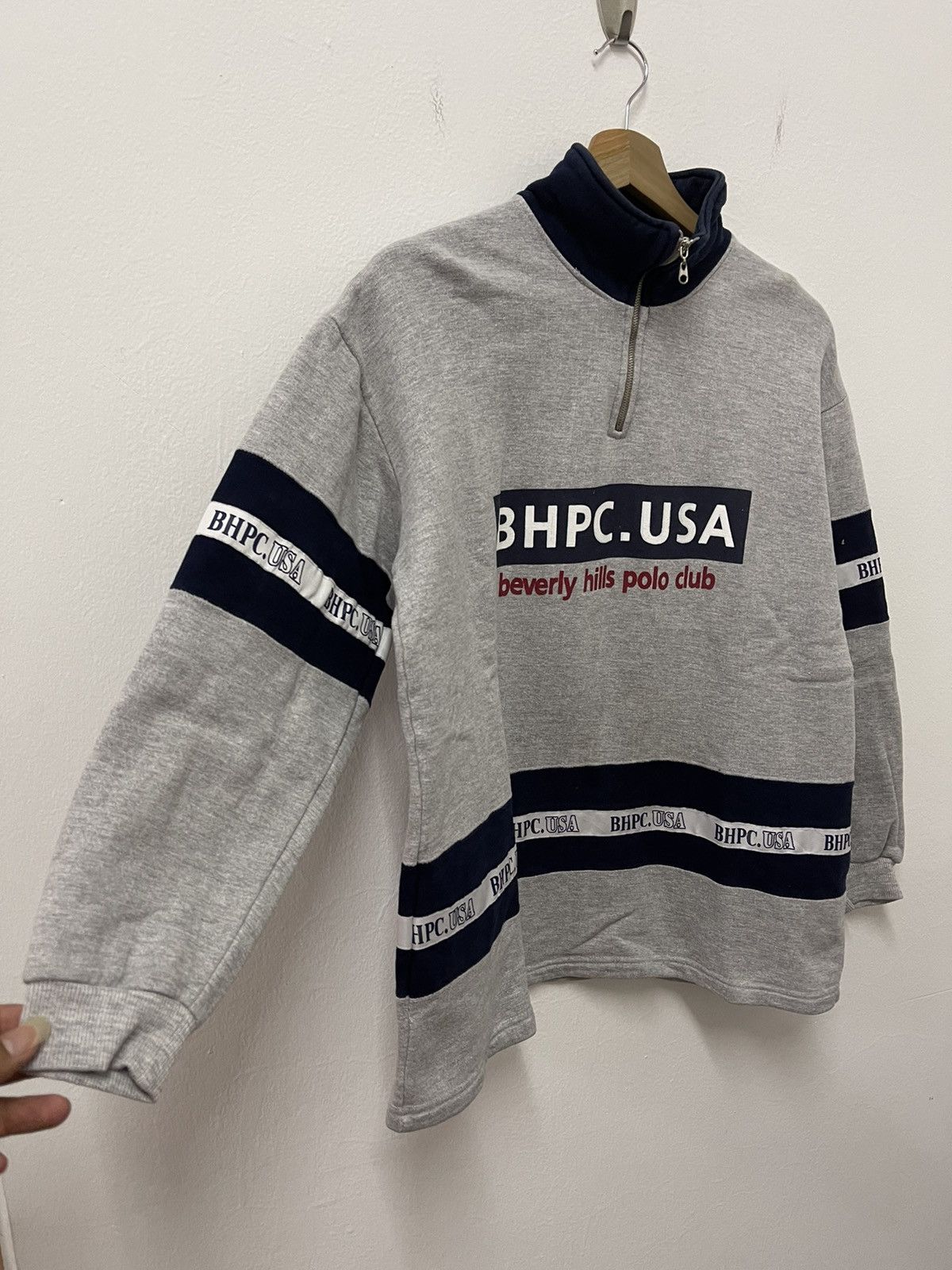 Beverly Hills Polo Club × Japanese Brand × Vintage Vtg Beverly Hills Polo Club SpellOut Quarter Zip Sweatshirt Size US M / EU 48-50 / 2 - 3 Thumbnail