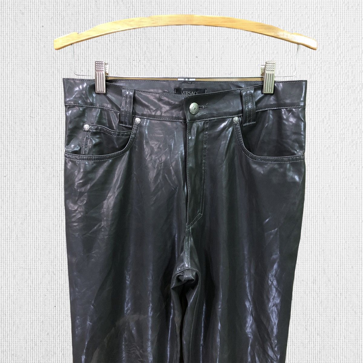 Leather Vintage Versace Classic V2 Leather Pants Size US 30 / EU 46 - 3 Thumbnail