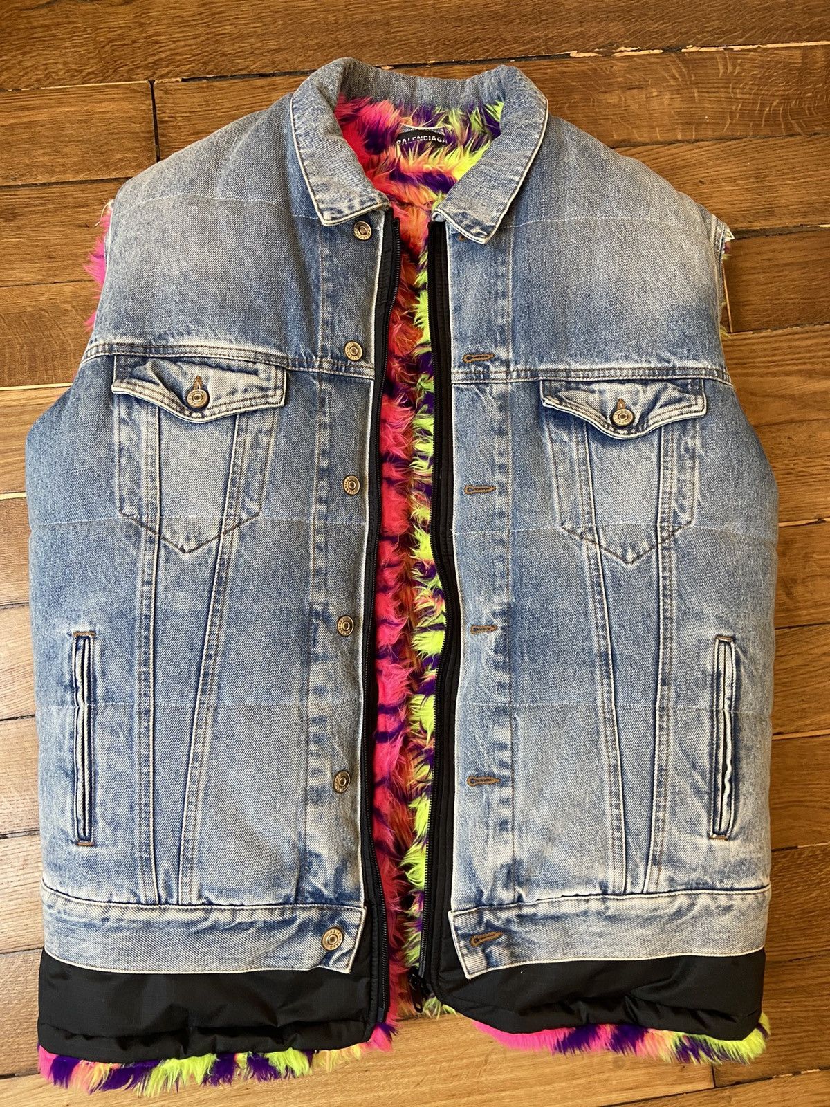 Balenciaga Balenciaga Runway Denim Fur Lined Vest Size US S / EU 44-46 / 1 - 1 Thumbnail