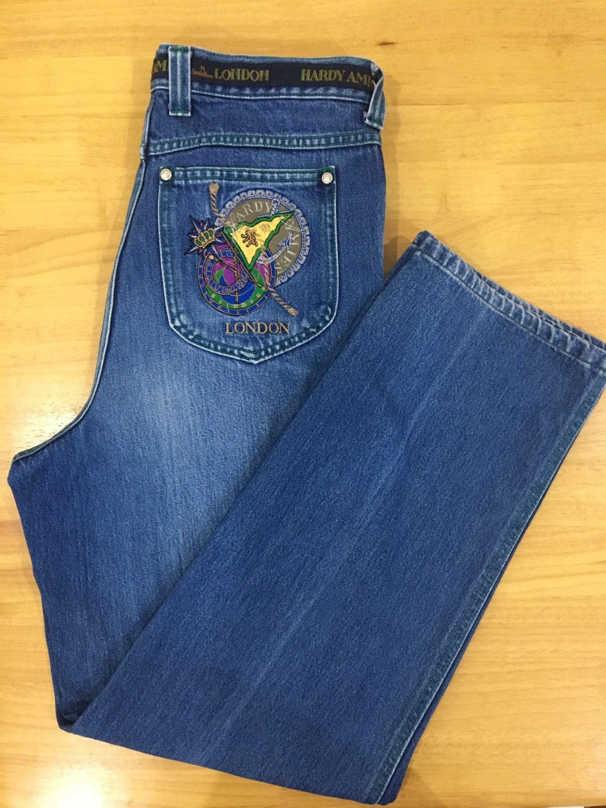 Designer × Hardy Amies REGULAR STRAIGHT FIT JEANS / EMBROIDERED BACKPOCKET LOGO Size US 32 / EU 48 - 3 Thumbnail