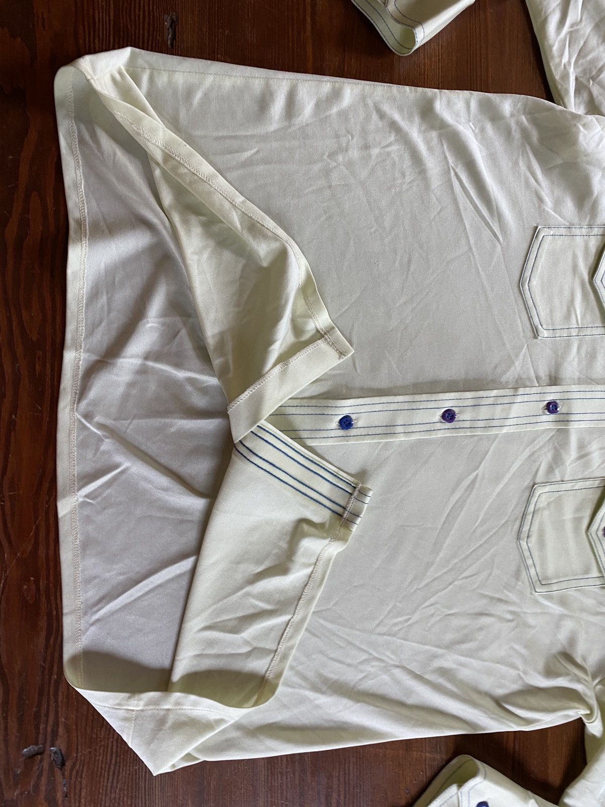 Retrofit Vintage 70’s Cream Polyester Long Sleeve Square Button Up Size US XL / EU 56 / 4 - 8 Thumbnail
