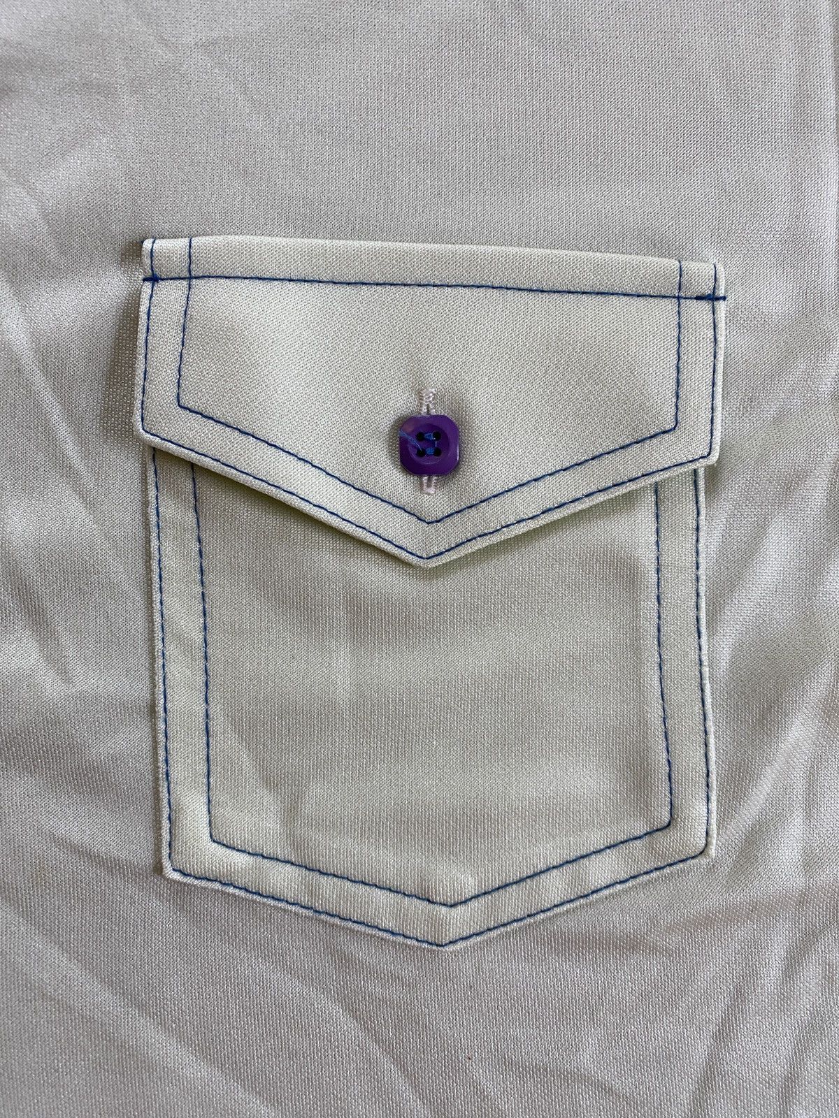 Retrofit Vintage 70’s Cream Polyester Long Sleeve Square Button Up Size US XL / EU 56 / 4 - 4 Thumbnail