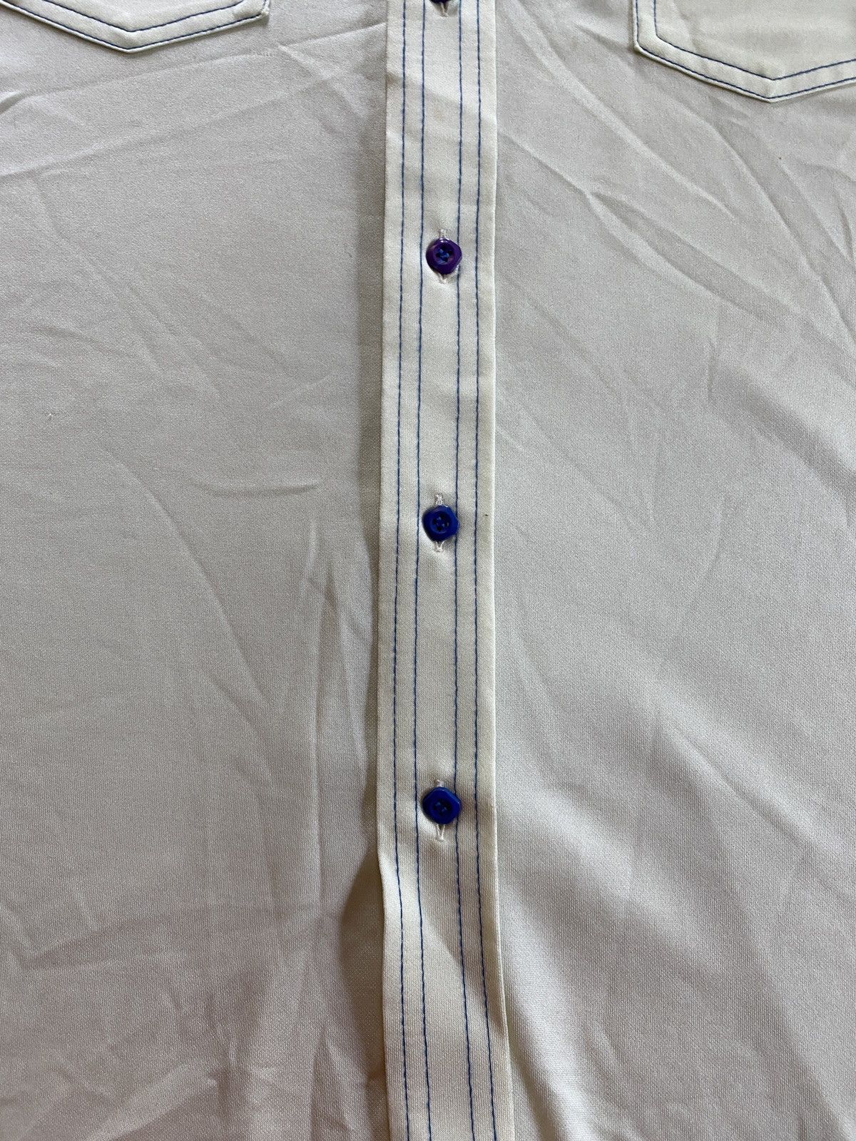 Retrofit Vintage 70’s Cream Polyester Long Sleeve Square Button Up Size US XL / EU 56 / 4 - 7 Thumbnail