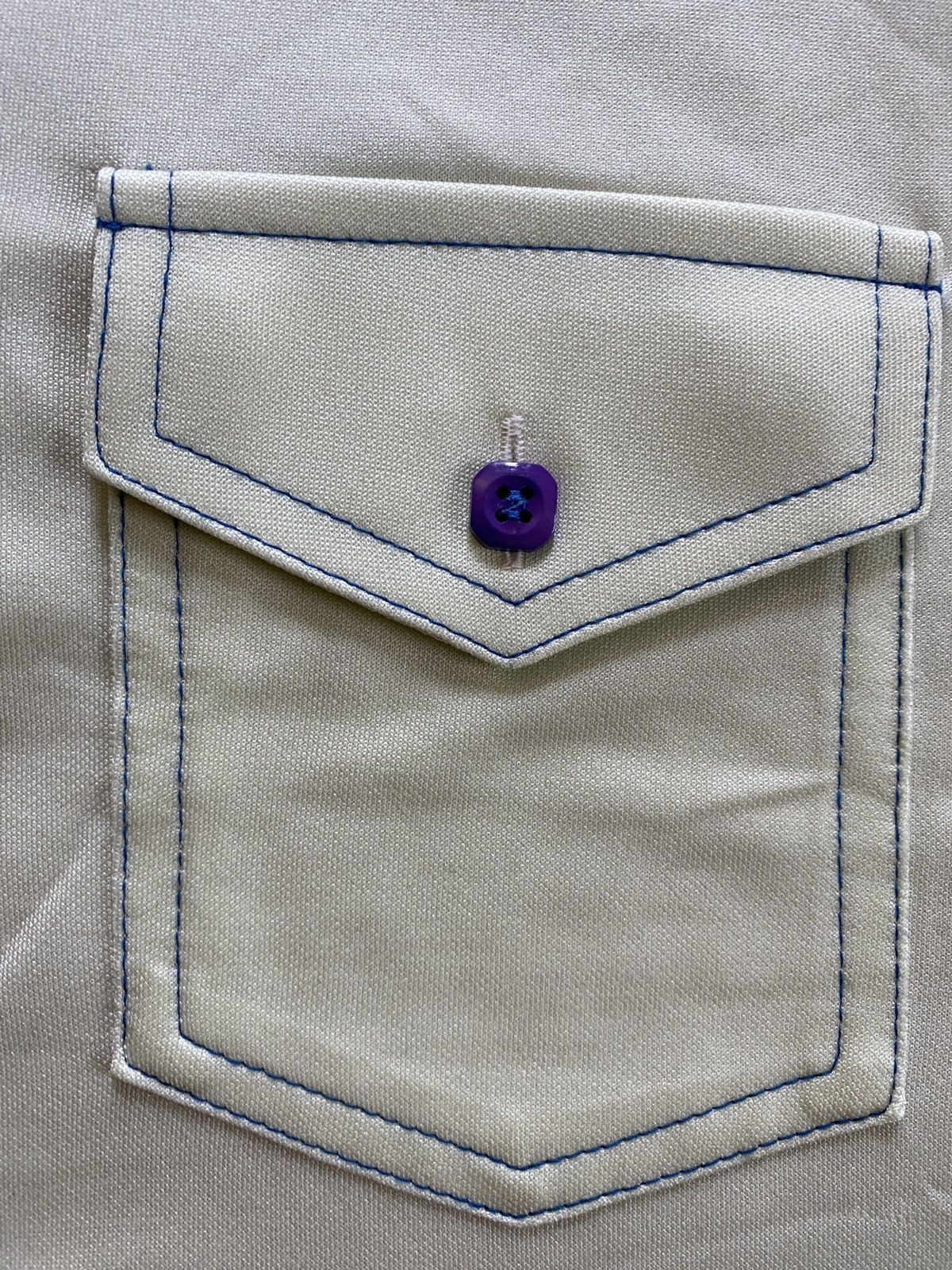 Retrofit Vintage 70’s Cream Polyester Long Sleeve Square Button Up Size US XL / EU 56 / 4 - 5 Thumbnail