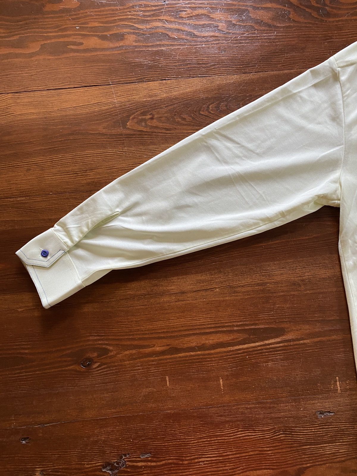 Retrofit Vintage 70’s Cream Polyester Long Sleeve Square Button Up Size US XL / EU 56 / 4 - 16 Thumbnail