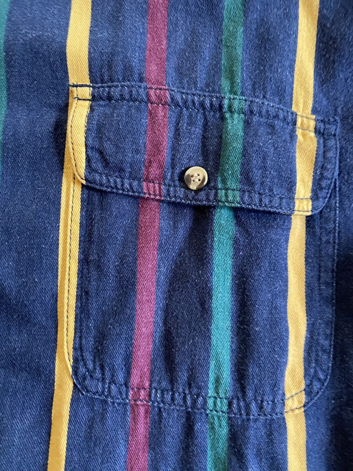 Vintage Vintage 90’s Denim Multi Stripe Standing Collar Button Up Size US XL / EU 56 / 4 - 3 Thumbnail