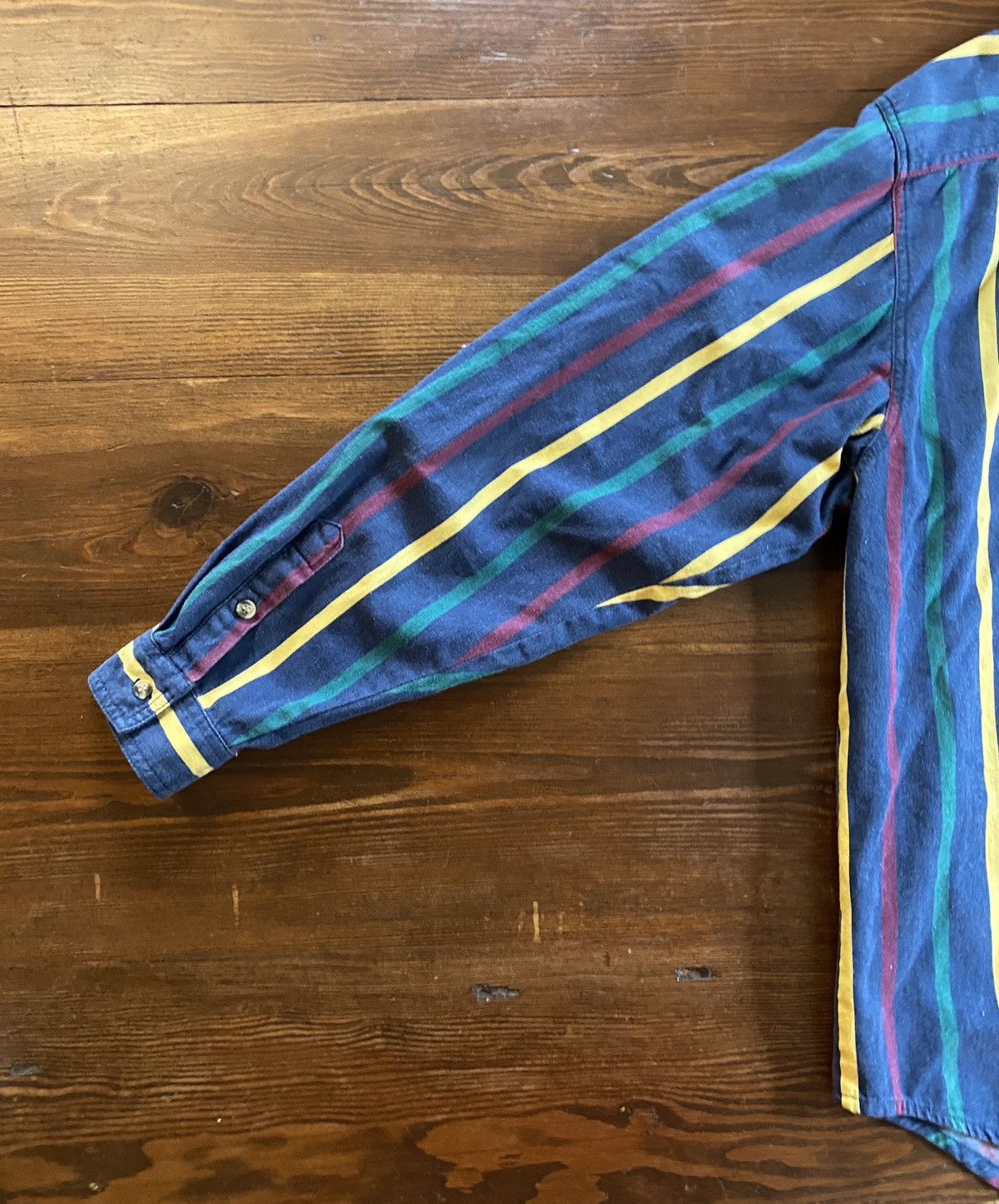 Vintage Vintage 90’s Denim Multi Stripe Standing Collar Button Up Size US XL / EU 56 / 4 - 11 Thumbnail