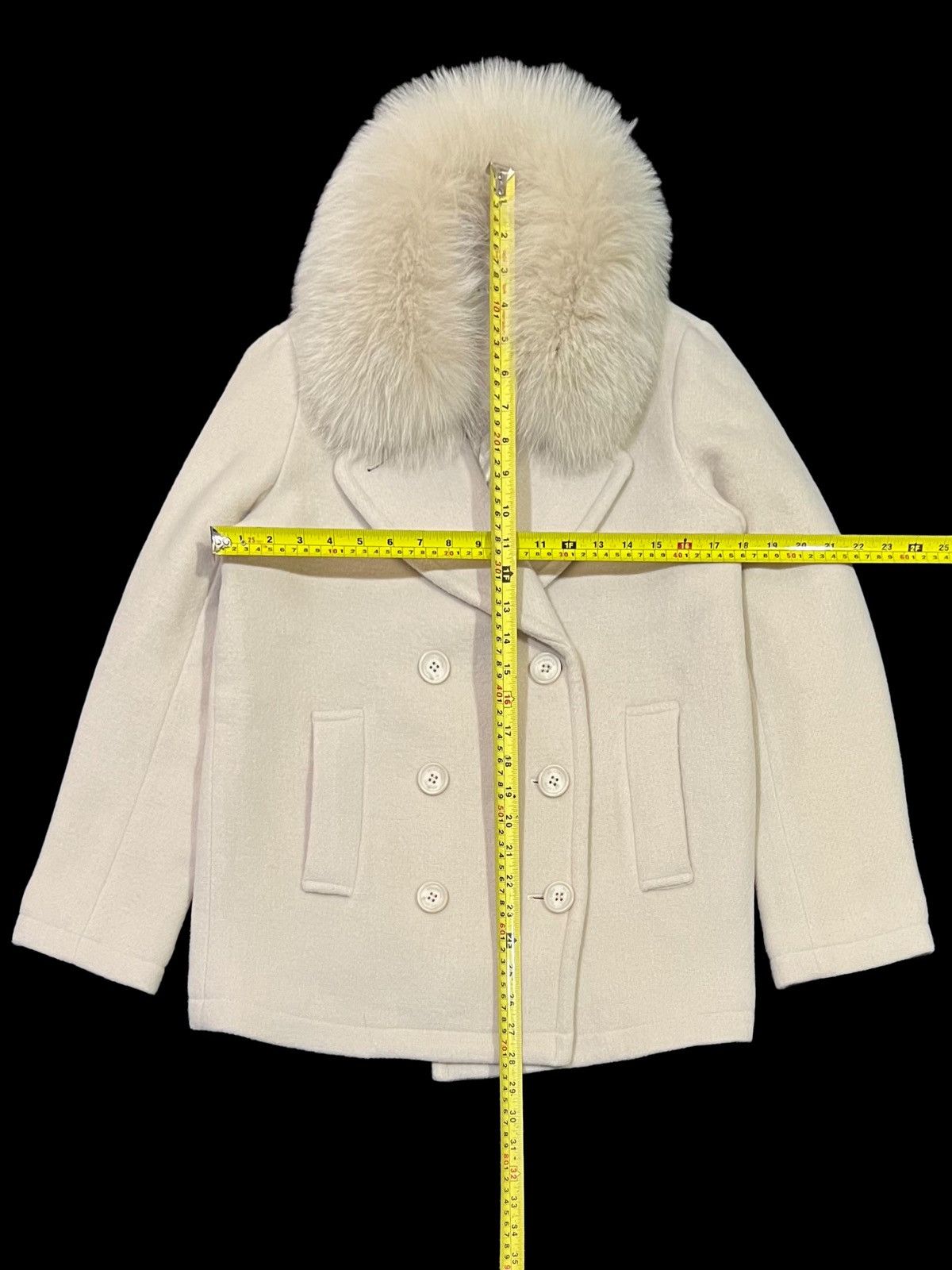 Designer × Japanese Brand 🔥NEED GONE🔥FRAY ID CASUAL WEAR CREAM WOOL PEACOAT FUR COLLAR Size S / US 4 / IT 40 - 21 Thumbnail
