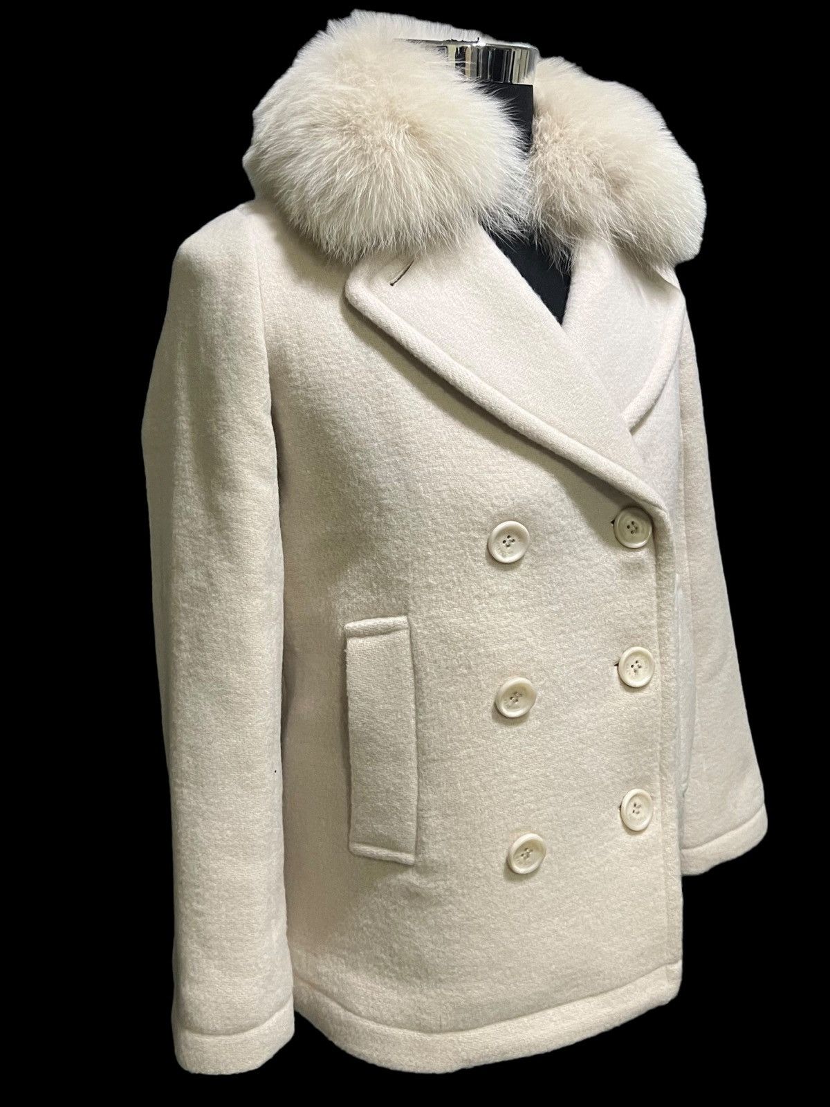 Designer × Japanese Brand 🔥NEED GONE🔥FRAY ID CASUAL WEAR CREAM WOOL PEACOAT FUR COLLAR Size S / US 4 / IT 40 - 7 Thumbnail