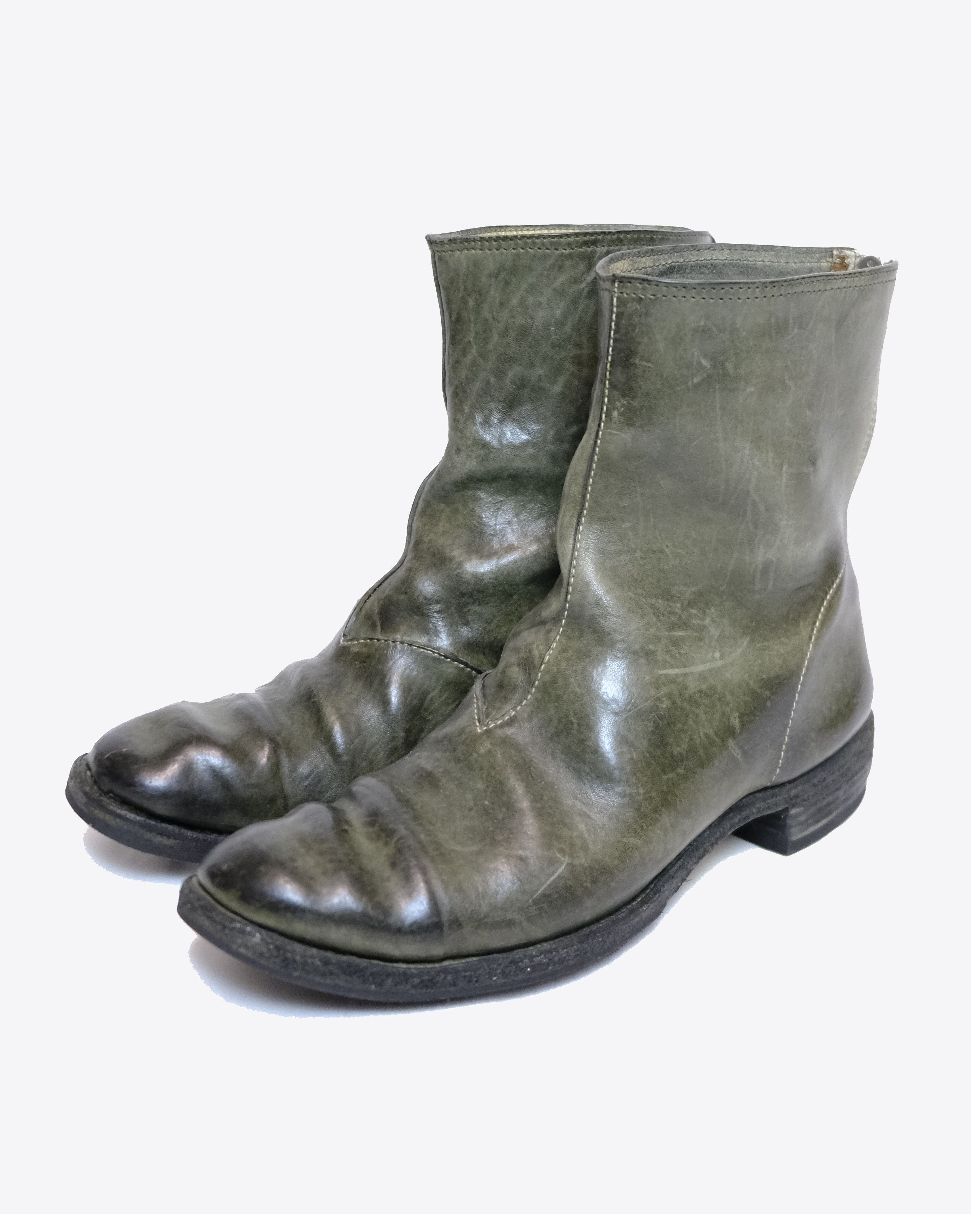 image of Carol Christian Poell - Leather Backzip Boots, Cors-Ptc in Green, Men's (Size 9)
