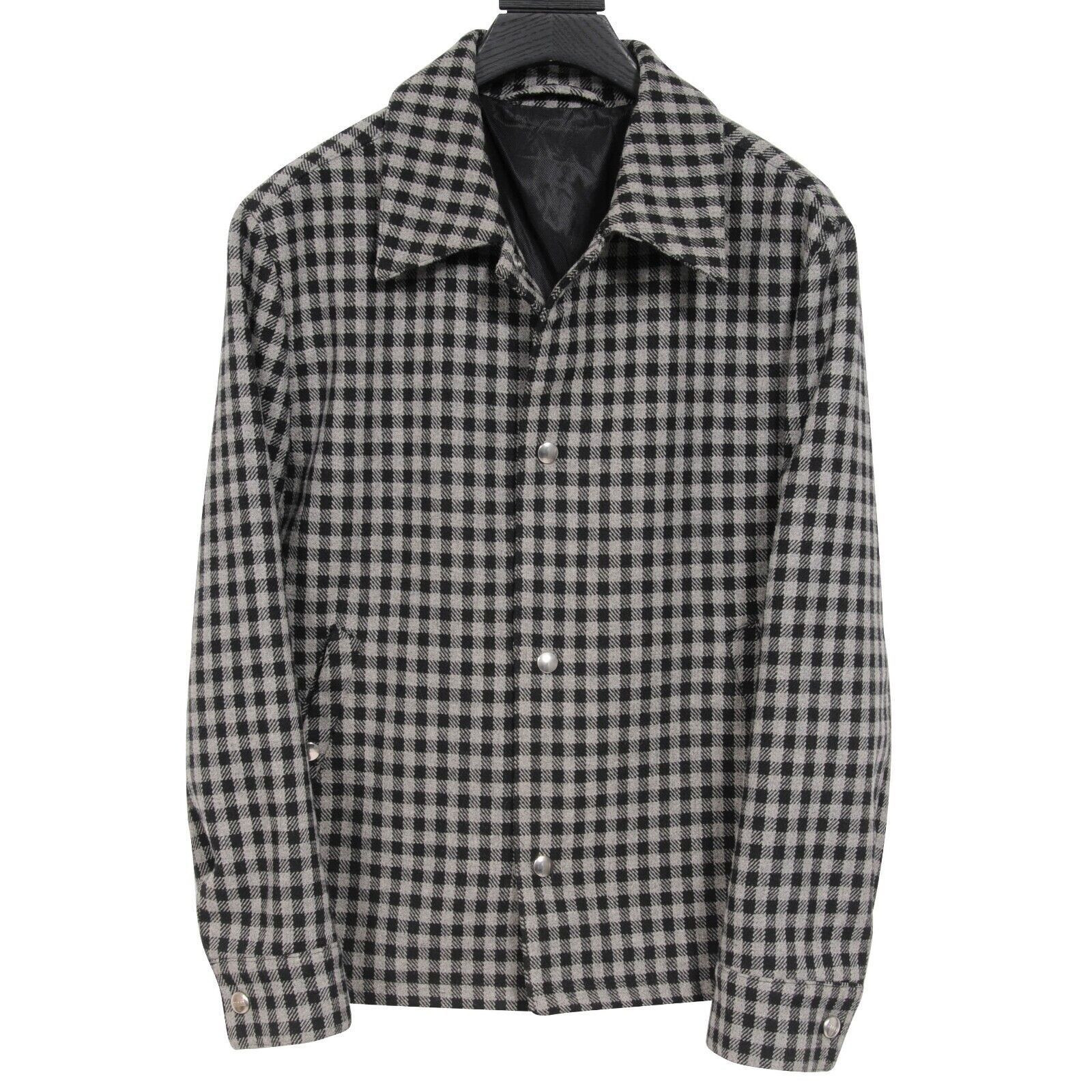 AMI Gingham Button Snap Jacket Grey Black Wool - 01084 Size US S / EU 44-46 / 1 - 1 Thumbnail