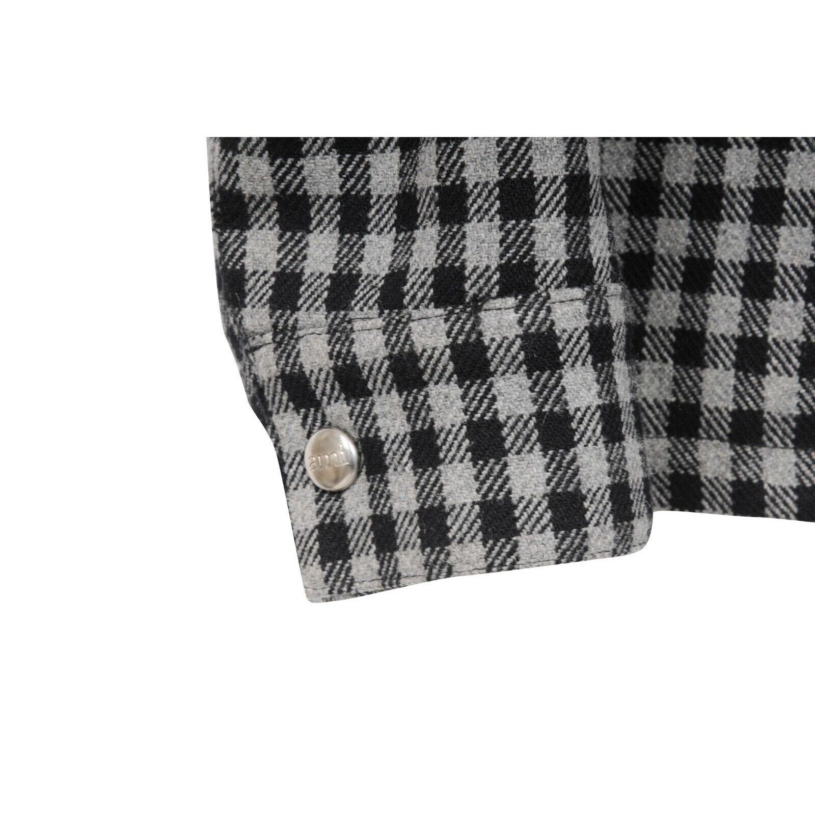 AMI Gingham Button Snap Jacket Grey Black Wool - 01084 Size US S / EU 44-46 / 1 - 4 Thumbnail