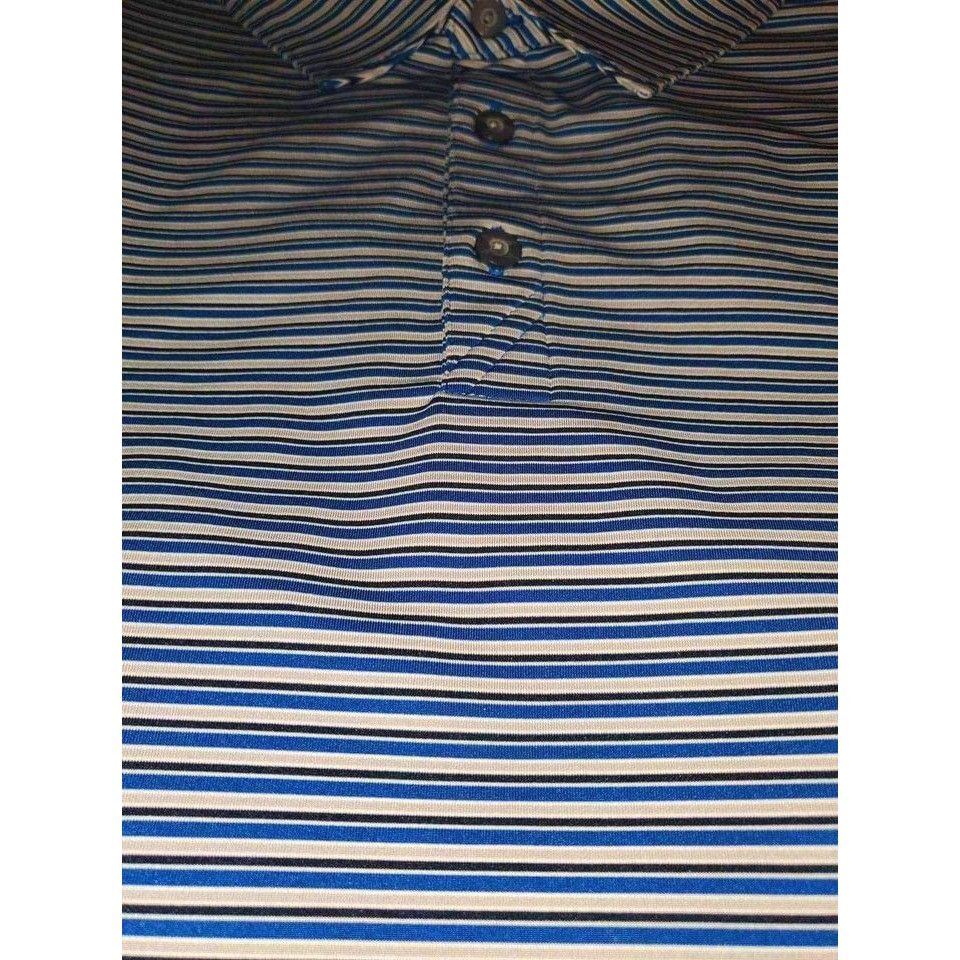 Cutter And Buck Cutter&Buck Men's Medium Blue Gray Striped Polo Shirt LOGOS Grailed