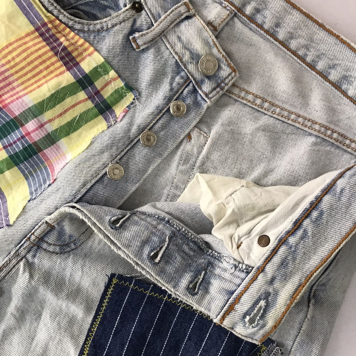 Levi's Vintage Clothing × Vintage 🔥Vintage 90s Levi’s patchwork design denim pant Size US 29 - 12 Thumbnail