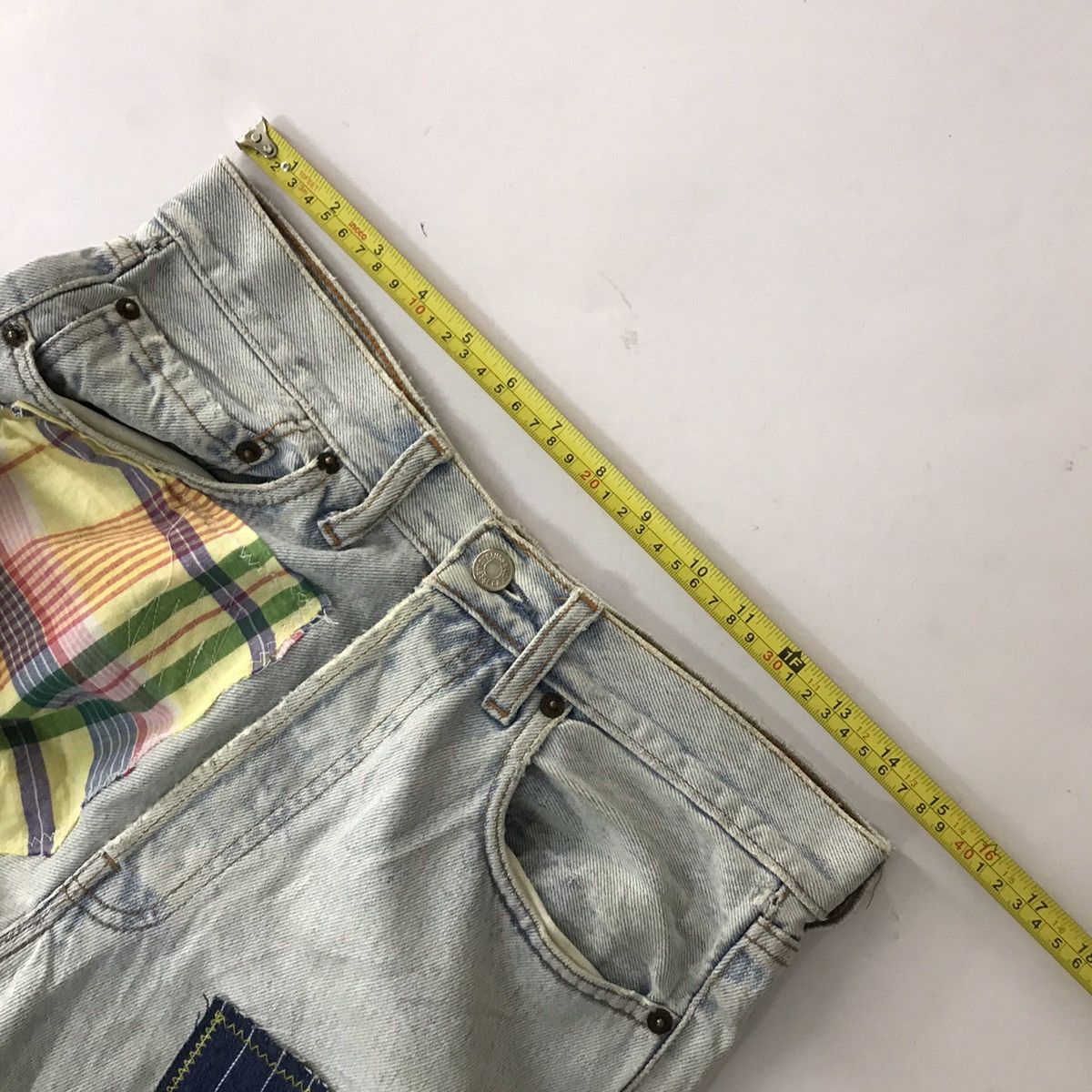 Levi's Vintage Clothing × Vintage 🔥Vintage 90s Levi’s patchwork design denim pant Size US 29 - 8 Thumbnail