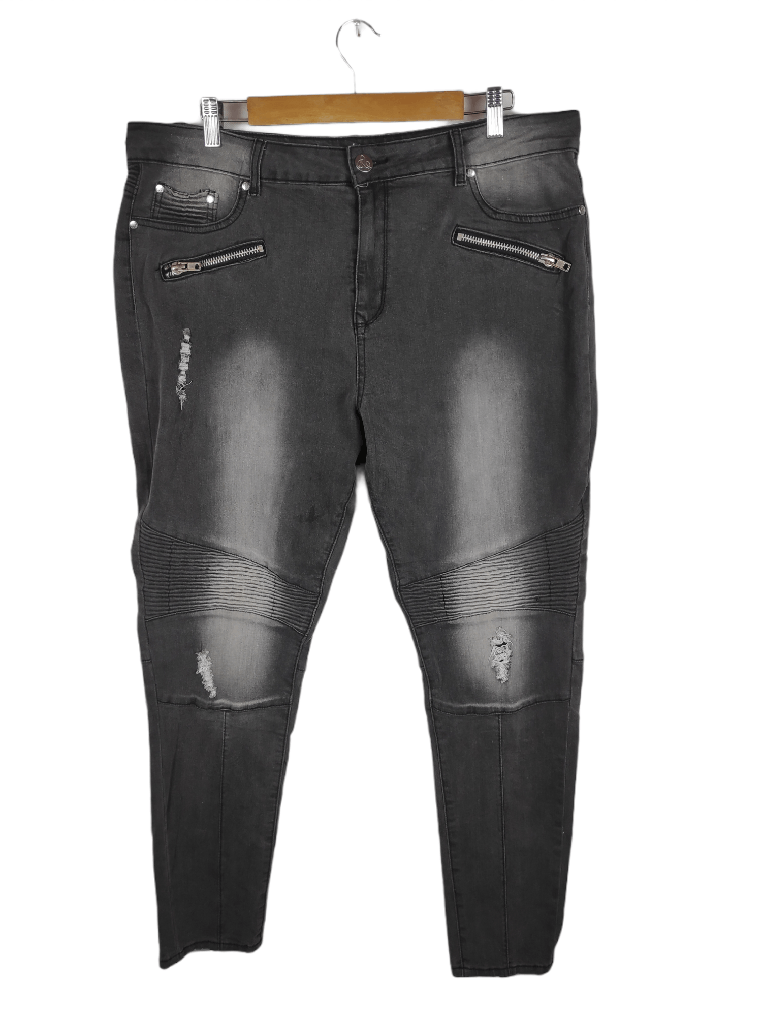 image of Biker Denim x Distressed Denim Vintage Distressed Style Biker Stretchable Denim Jeans (Size 38)