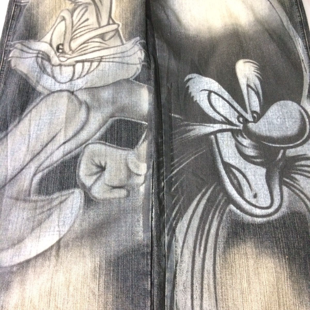 If Six Was Nine BAGGY DENIM LOT29 ART BUGS BUNNY JEANS PANTS Size US 33 - 10 Thumbnail