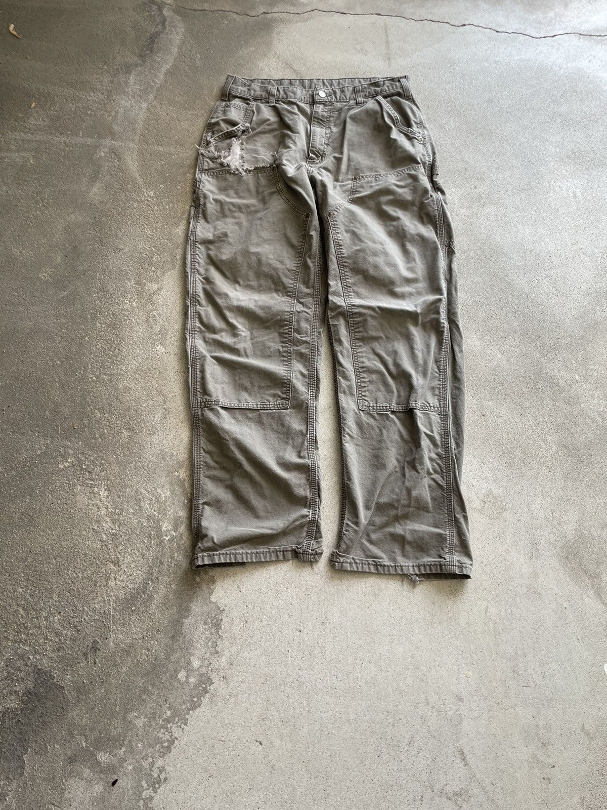Vintage y2k sun faded carhartt double knee pants (32x32)
