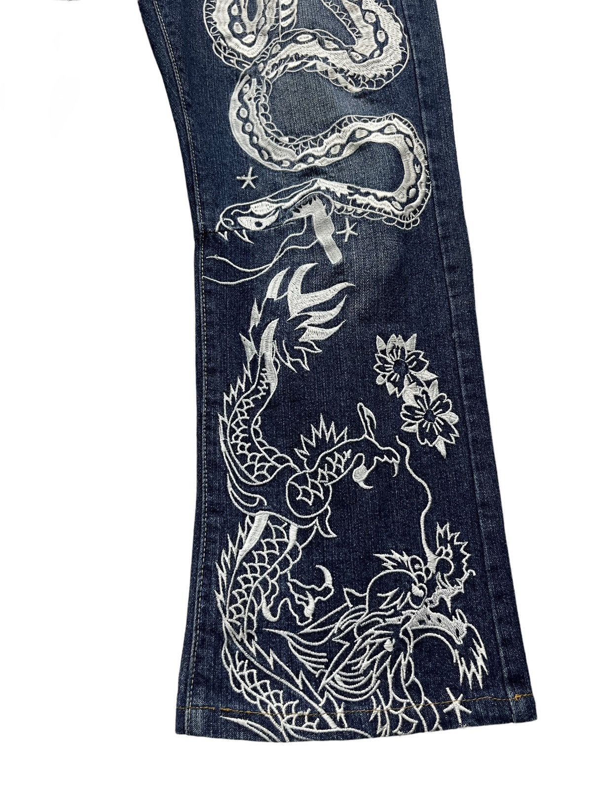 Ed Hardy 🔥ED HARDY Snake & Dragon Embroidered Tattoo Wear Karakuri Size US 33 - 4 Thumbnail