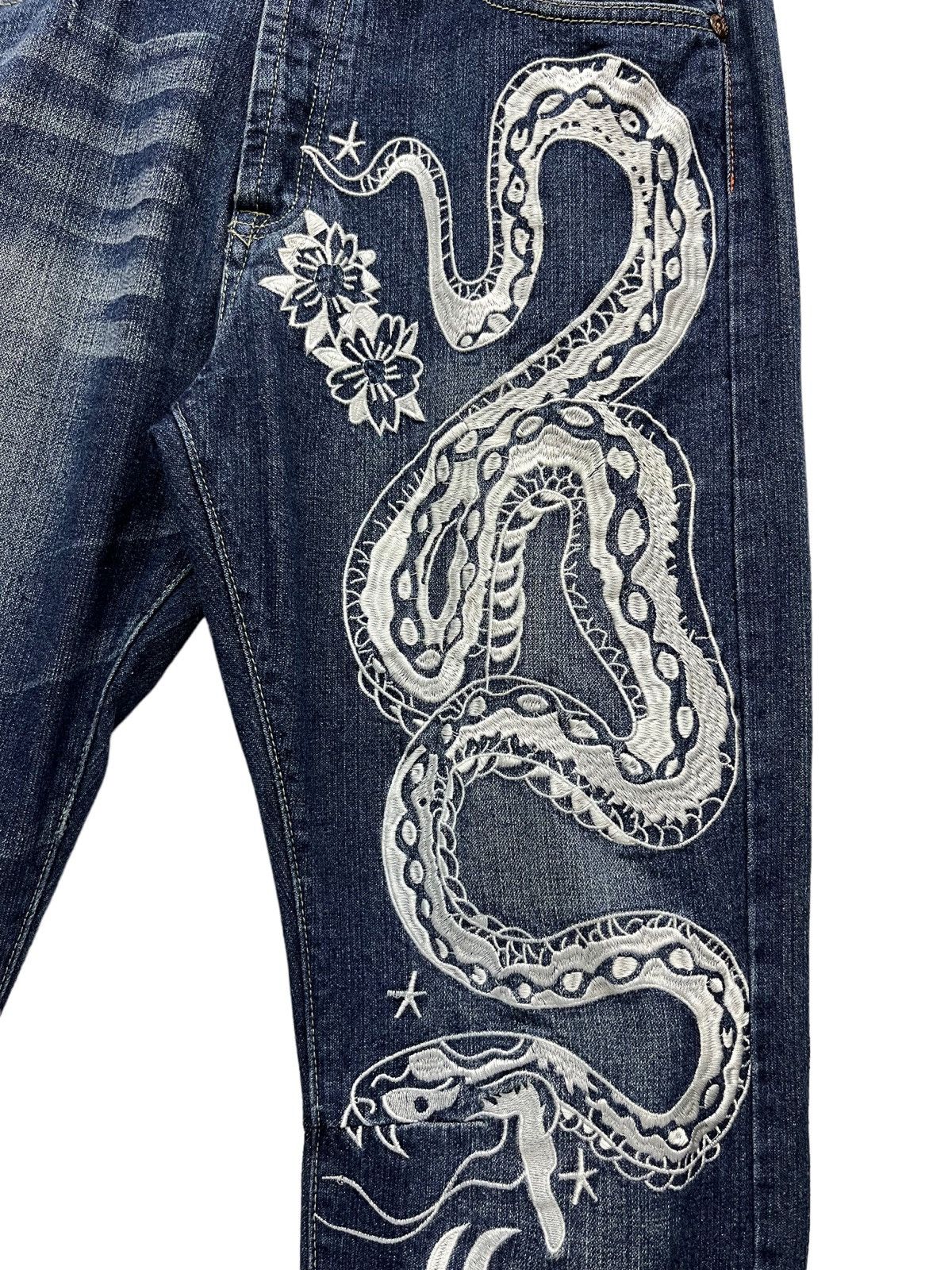 Ed Hardy 🔥ED HARDY Snake & Dragon Embroidered Tattoo Wear Karakuri Size US 33 - 3 Thumbnail