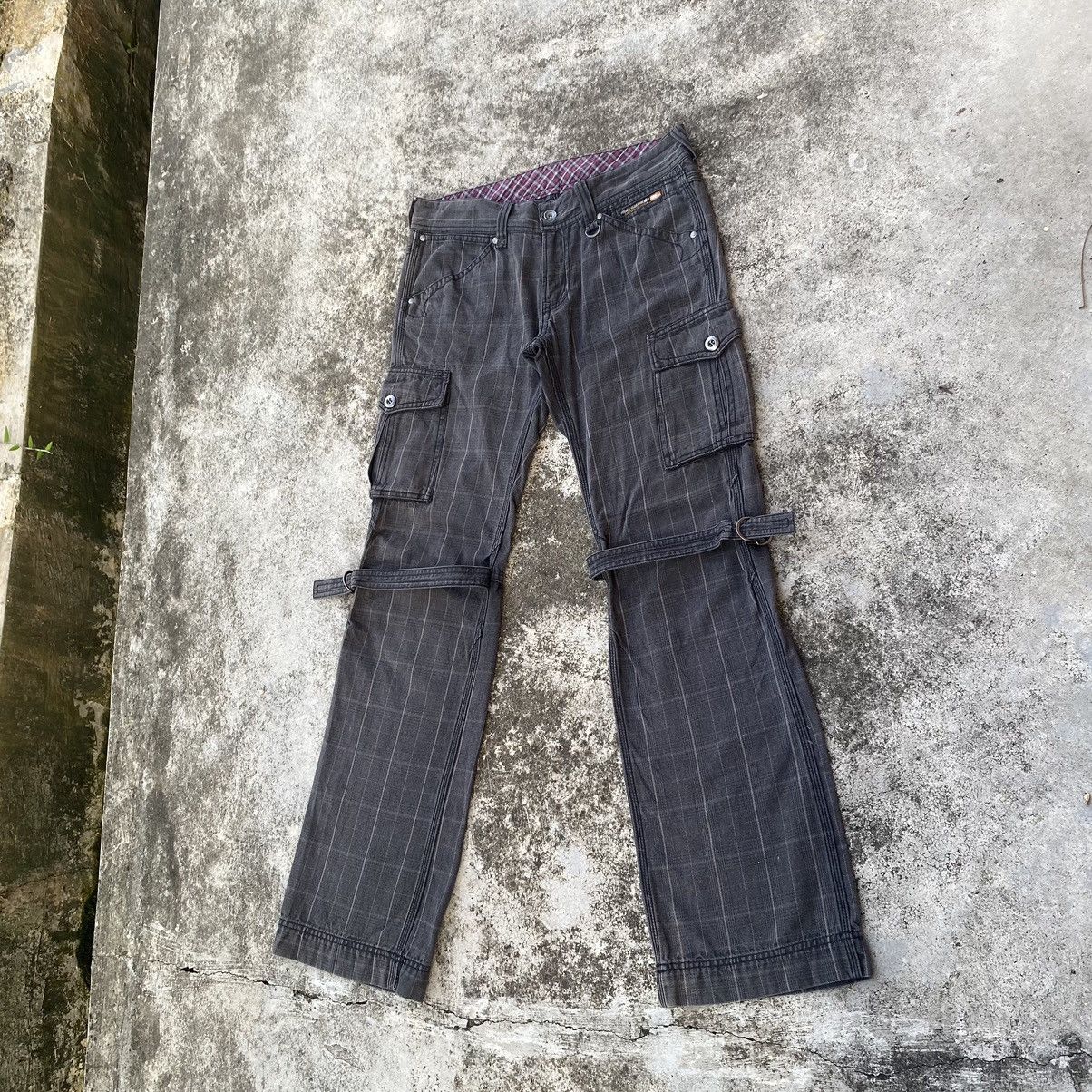14th Addiction × If Six Was Nine × Japanese Brand Vintage Japanese Nicole Club Checked Punk Cargo Bondage Pant Size US 33 - 5 Thumbnail