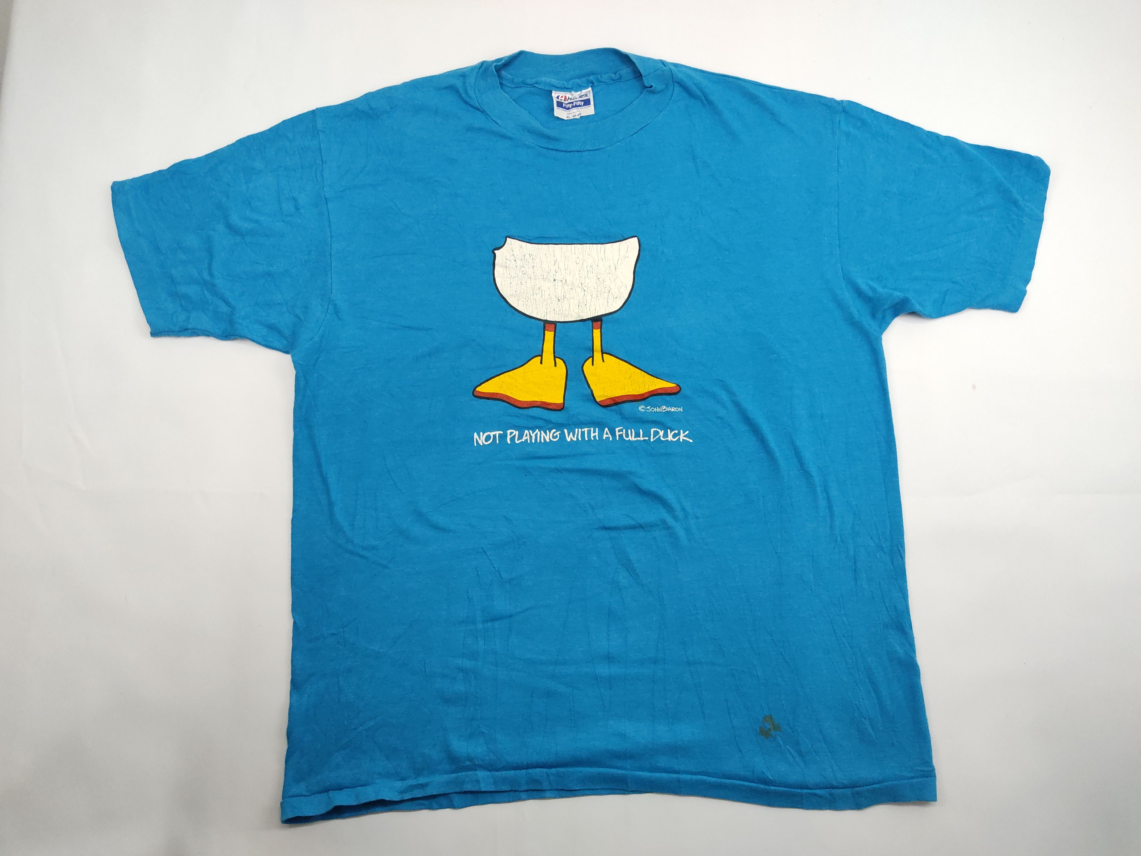 Hanes Vintage 80s Hanes Duck John Barron T Shirt 50/50 Size US L / EU 52-54 / 3 - 1 Thumbnail