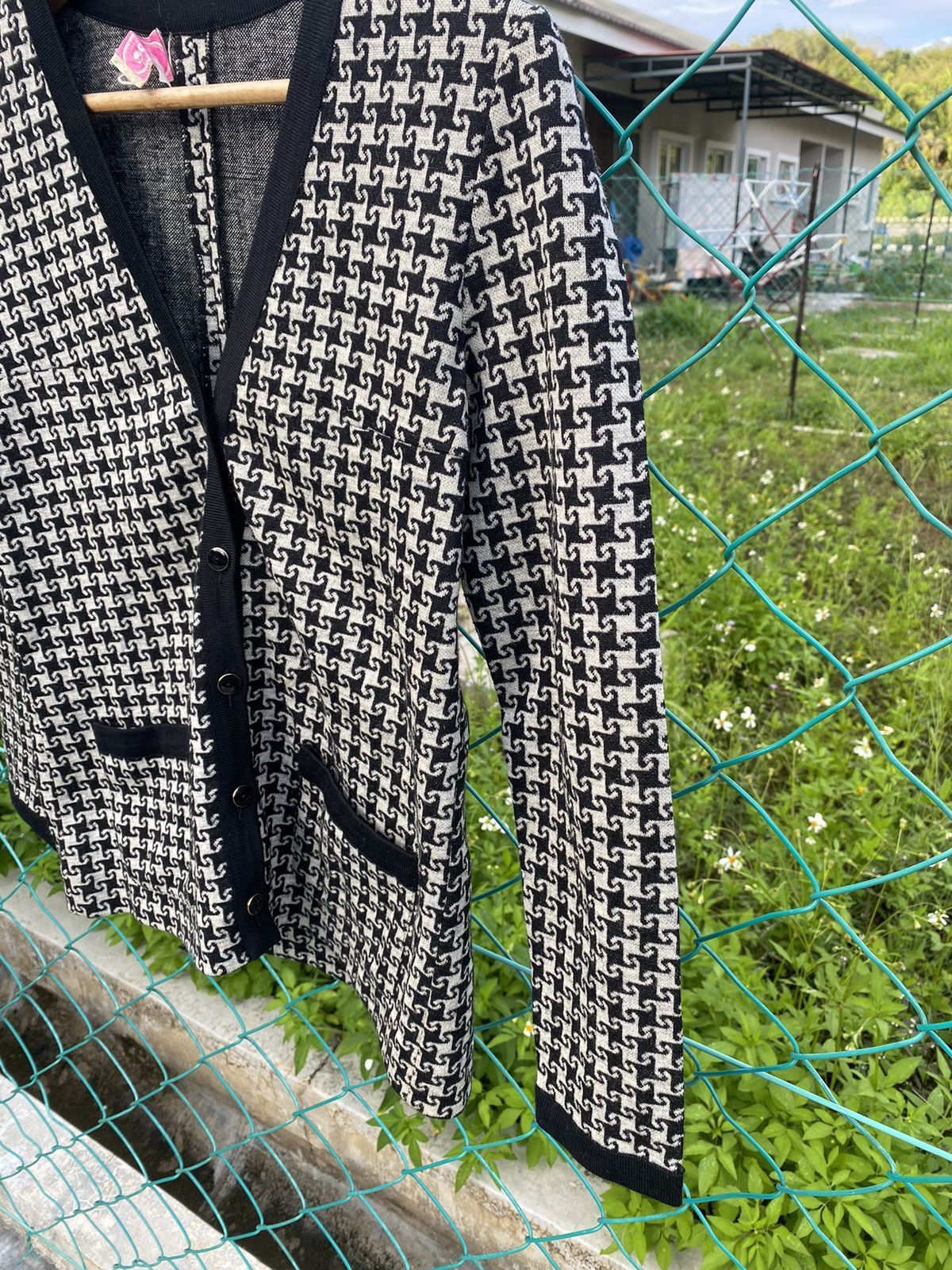 Japanese Brand × Vintage ⚡️Steals⚡️ Vintage Micalady Piare Houndstooth Cardigan Size S / US 4 / IT 40 - 5 Thumbnail