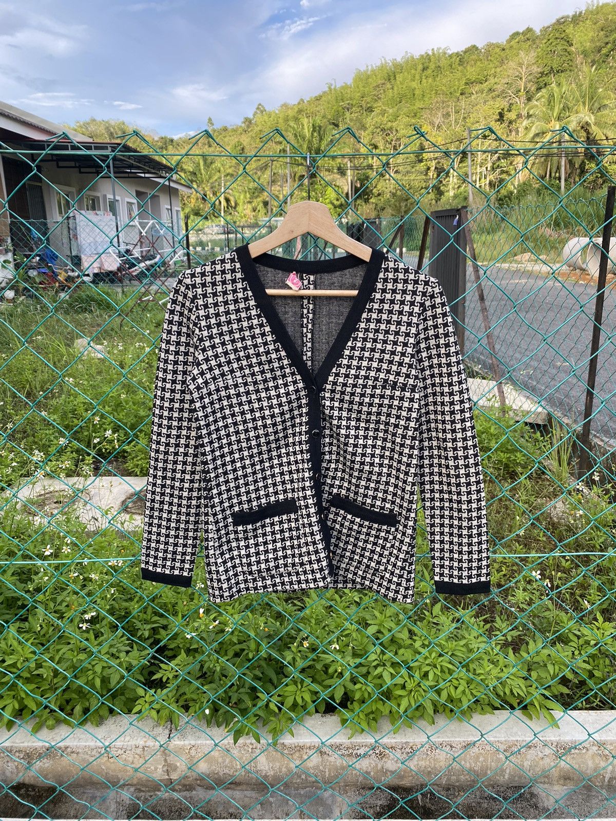 Japanese Brand × Vintage ⚡️Steals⚡️ Vintage Micalady Piare Houndstooth Cardigan Size S / US 4 / IT 40 - 2 Thumbnail