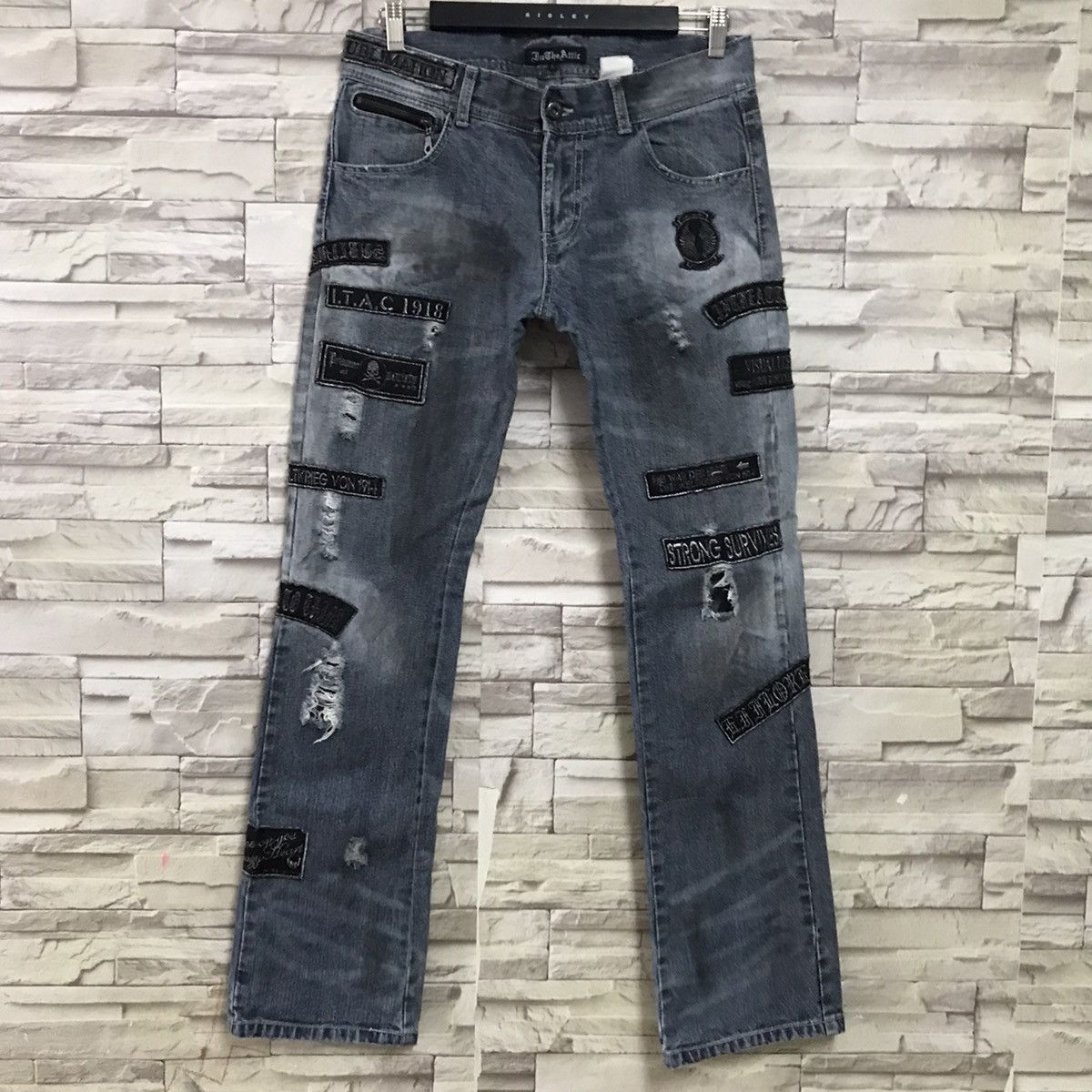 In The Attic IN THE ATTIC Distressed Denim Dirty Patches Jeans Size US 34 / EU 50 - 3 Thumbnail