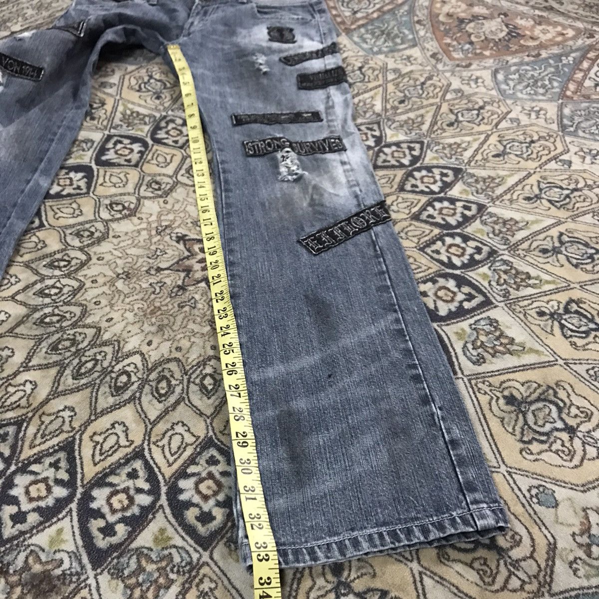 In The Attic IN THE ATTIC Distressed Denim Dirty Patches Jeans Size US 34 / EU 50 - 16 Thumbnail