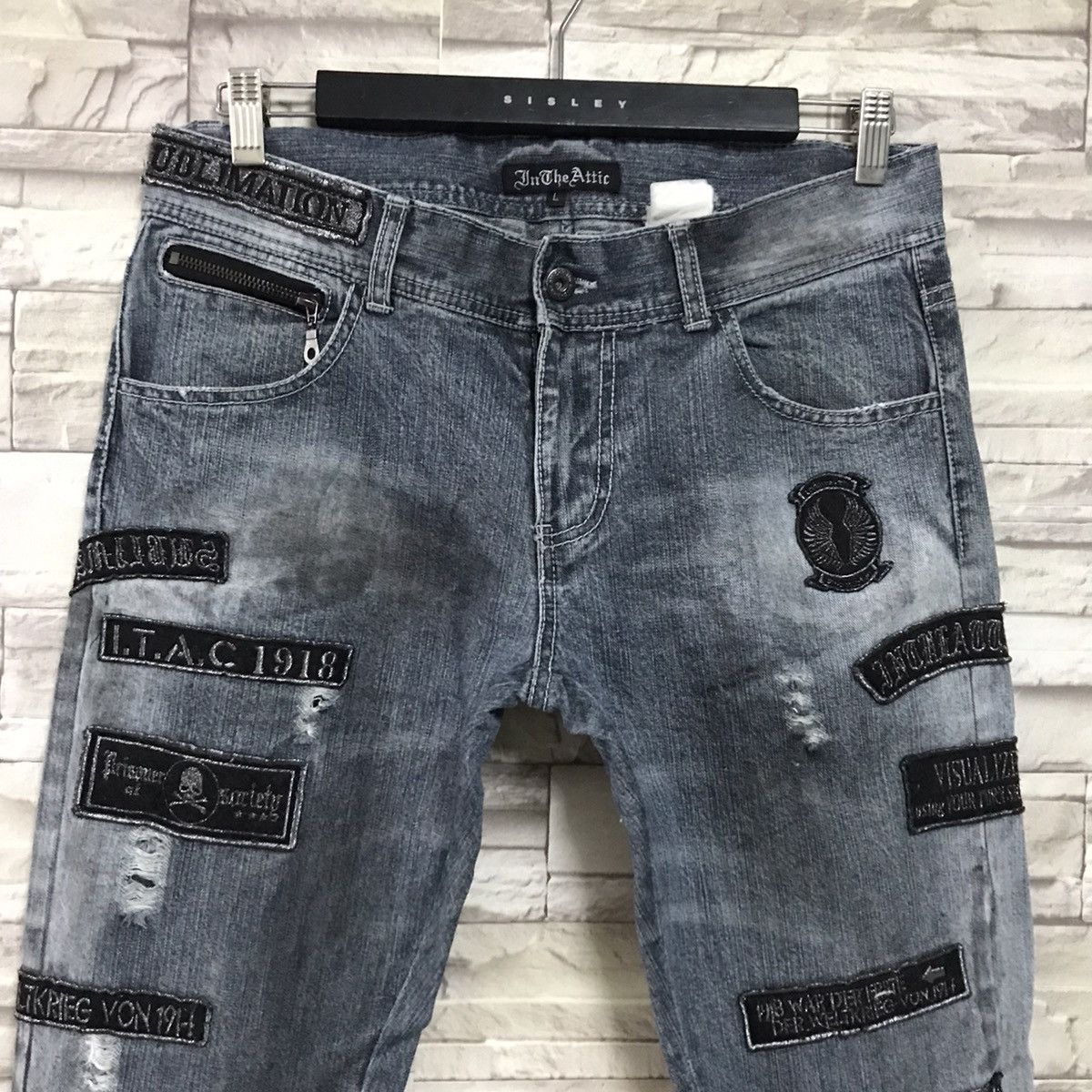 In The Attic IN THE ATTIC Distressed Denim Dirty Patches Jeans Size US 34 / EU 50 - 4 Thumbnail