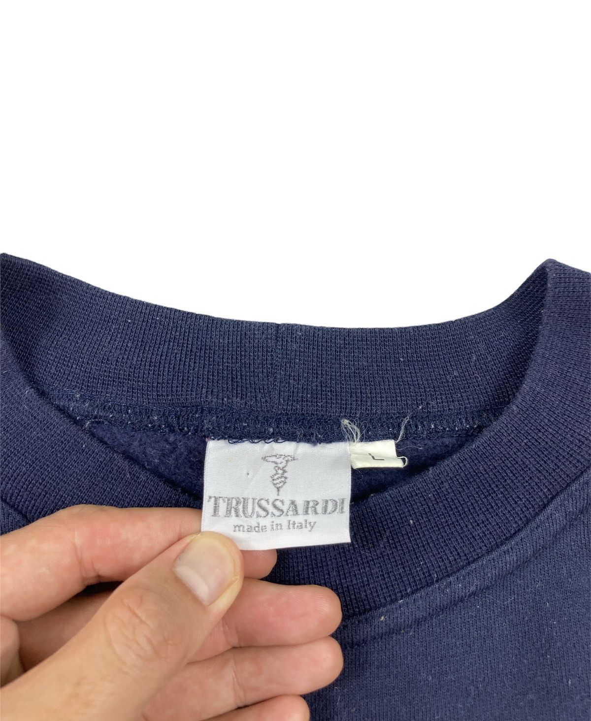 Designer × Trussardi × Vintage Vintage 90s Trussardi Made ain Italy Sweathsirt Big Logo Size US L / EU 52-54 / 3 - 3 Thumbnail