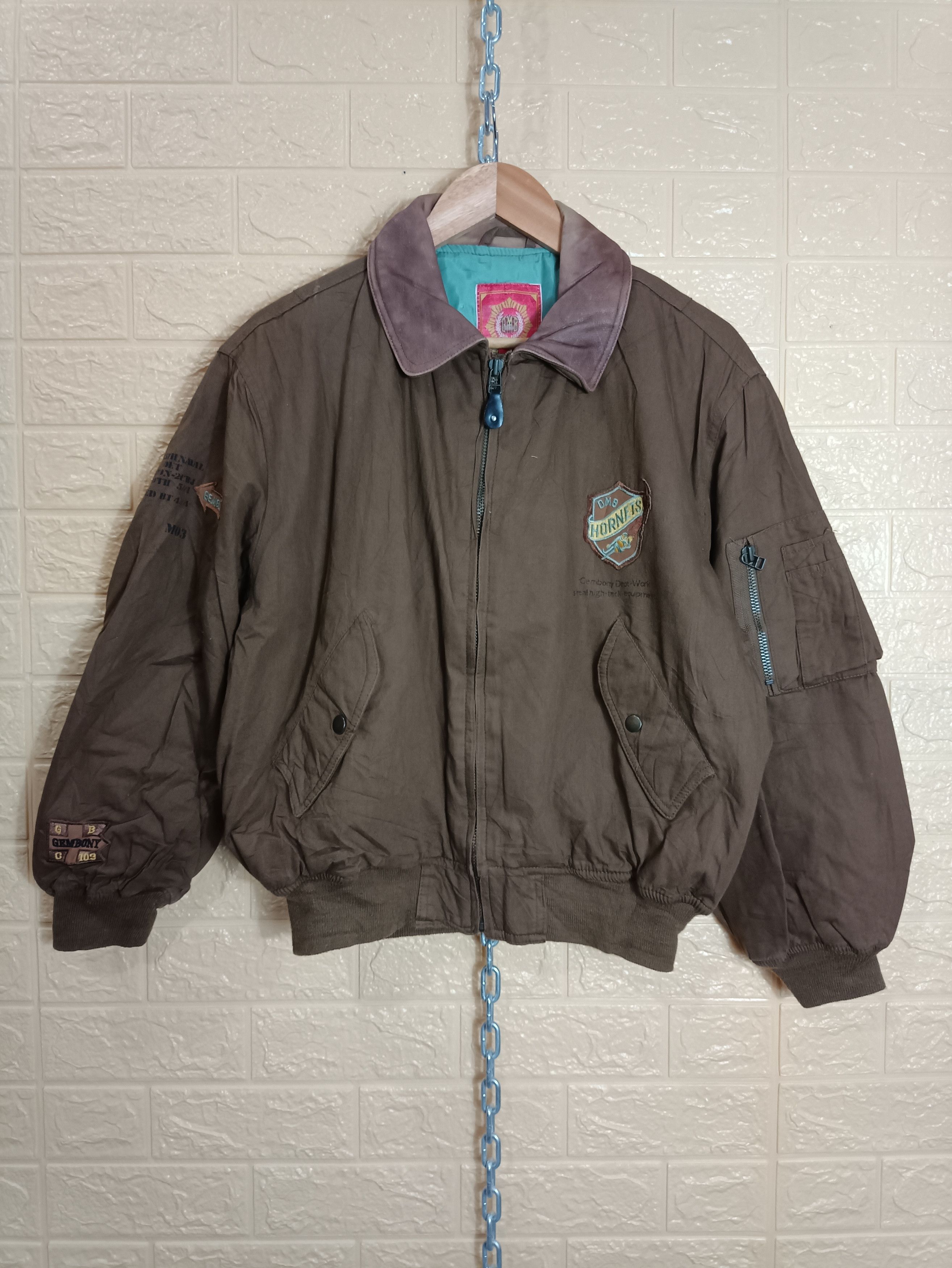 image of Gmb Korean Military Bomber Jacket in Dark Brown, Men's (Size Medium)