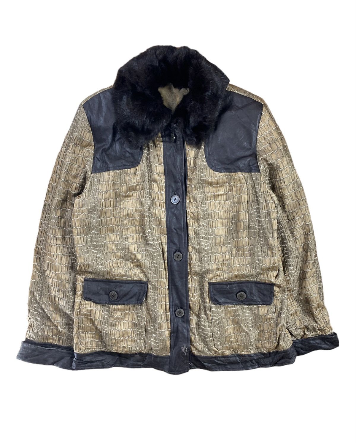 Japanese Brand × Vintage Vintage Japanese Snake Skin pattern Mix leather brown size S Size S / US 4 / IT 40 - 1 Thumbnail