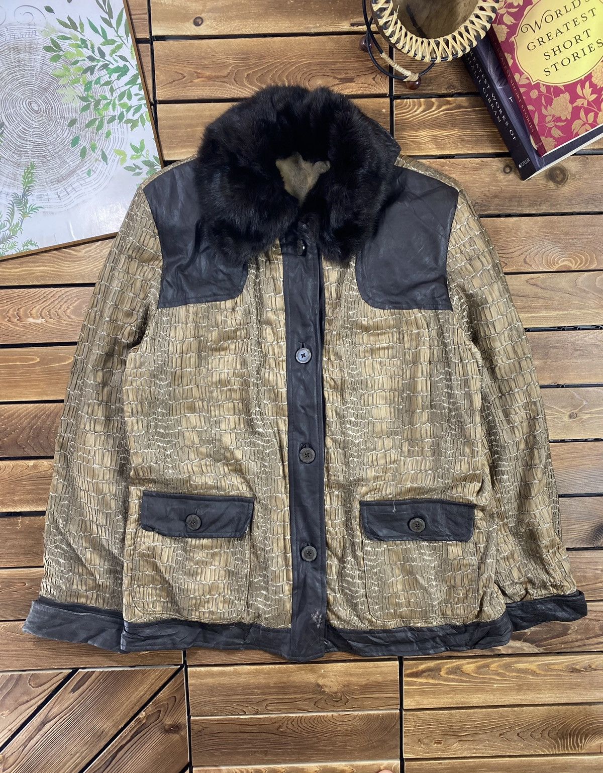 Japanese Brand × Vintage Vintage Japanese Snake Skin pattern Mix leather brown size S Size S / US 4 / IT 40 - 2 Thumbnail
