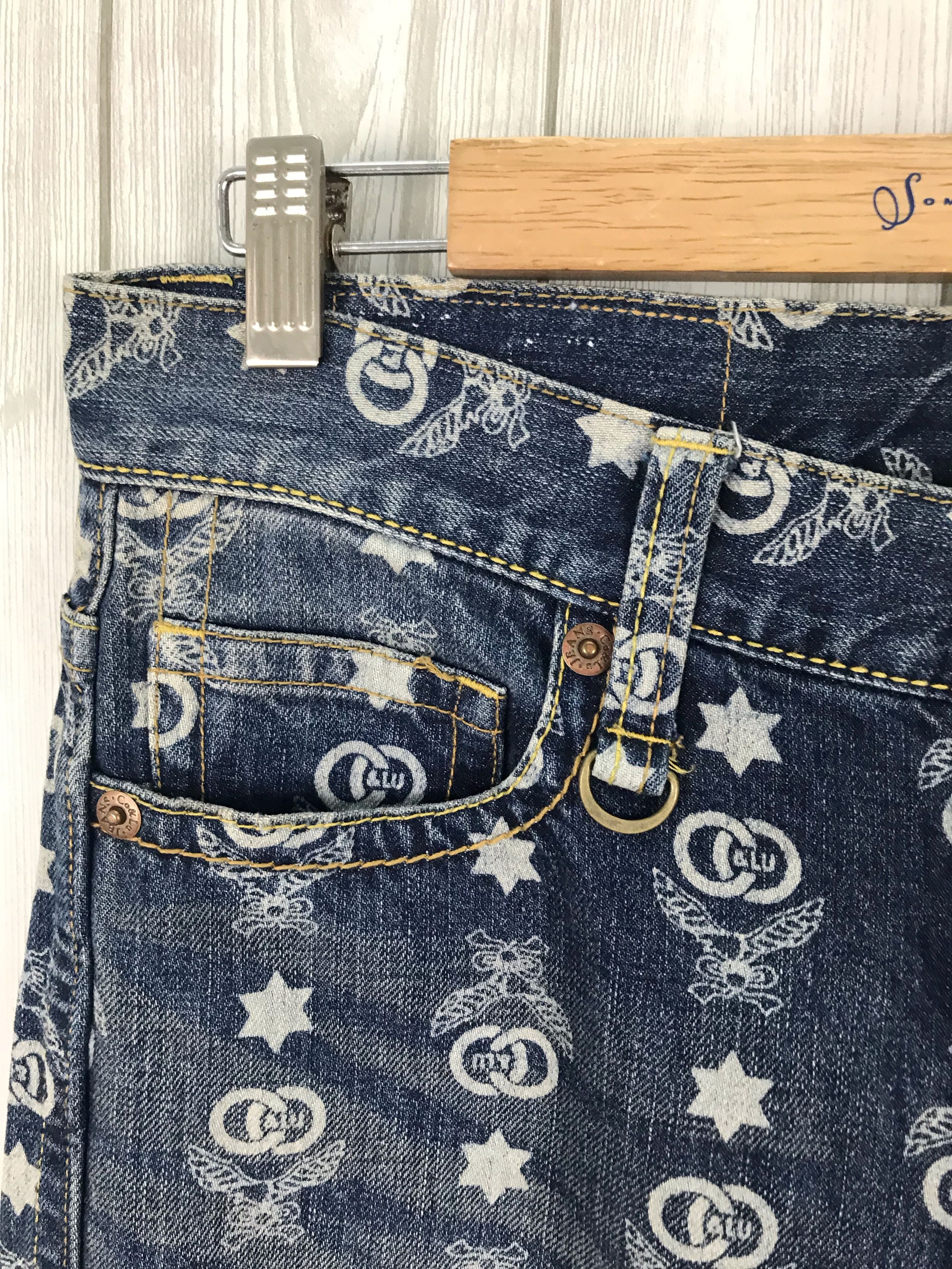 Hysteric Glamour Japanese Brand CO&LU All Over Print Panel Denim Jeans Size US 31 - 5 Thumbnail