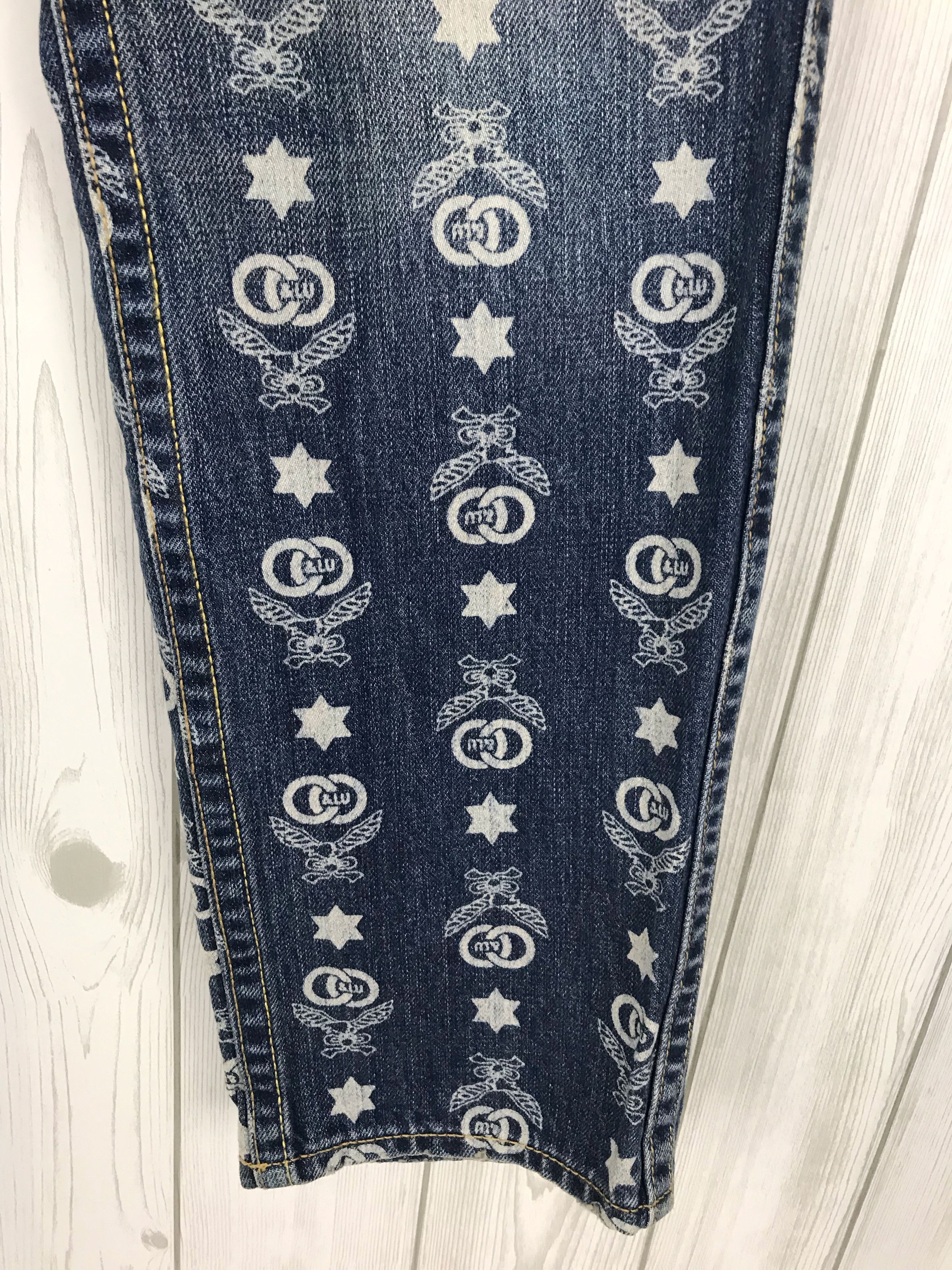 Hysteric Glamour Japanese Brand CO&LU All Over Print Panel Denim Jeans Size US 31 - 4 Thumbnail