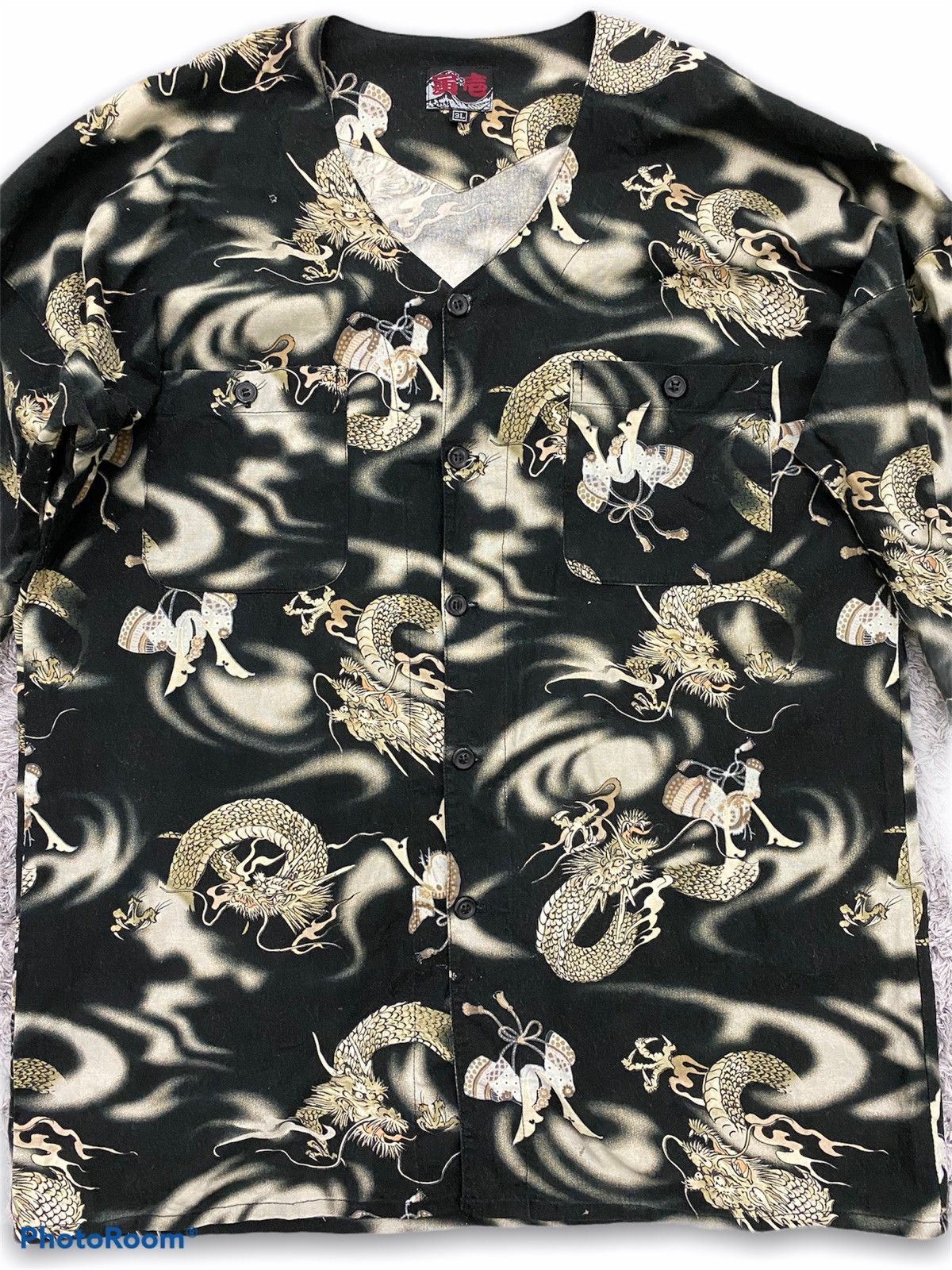 Japanese Brand Vintage Japanese Traditional Shirt Dragon Full Printed Size US XXL / EU 58 / 5 - 5 Thumbnail