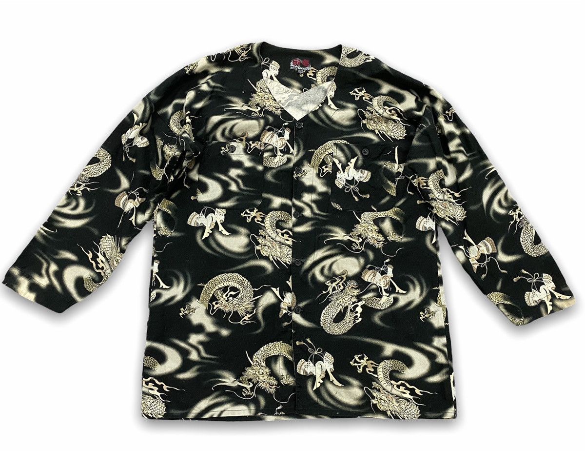 Japanese Brand Vintage Japanese Traditional Shirt Dragon Full Printed Size US XXL / EU 58 / 5 - 2 Thumbnail